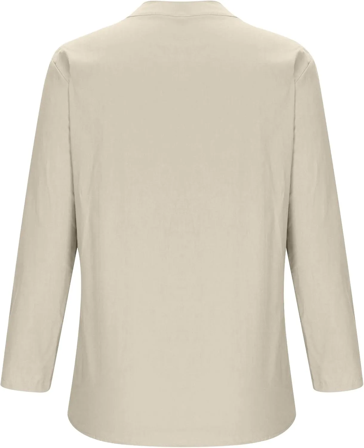 Womens Long Sleeve Linen Tops Button Down V Neck Blouse Casual Comfy Tops Solid Color Lightweight Tops Loose Fit Tops