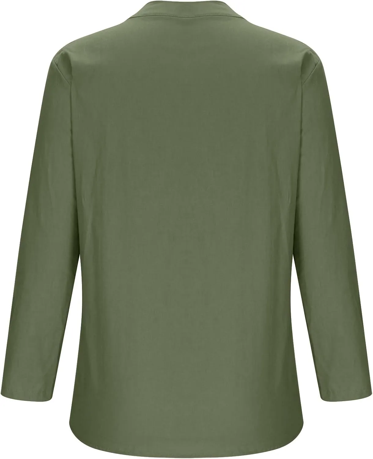 Womens Long Sleeve Linen Tops Button Down V Neck Blouse Casual Comfy Tops Solid Color Lightweight Tops Loose Fit Tops