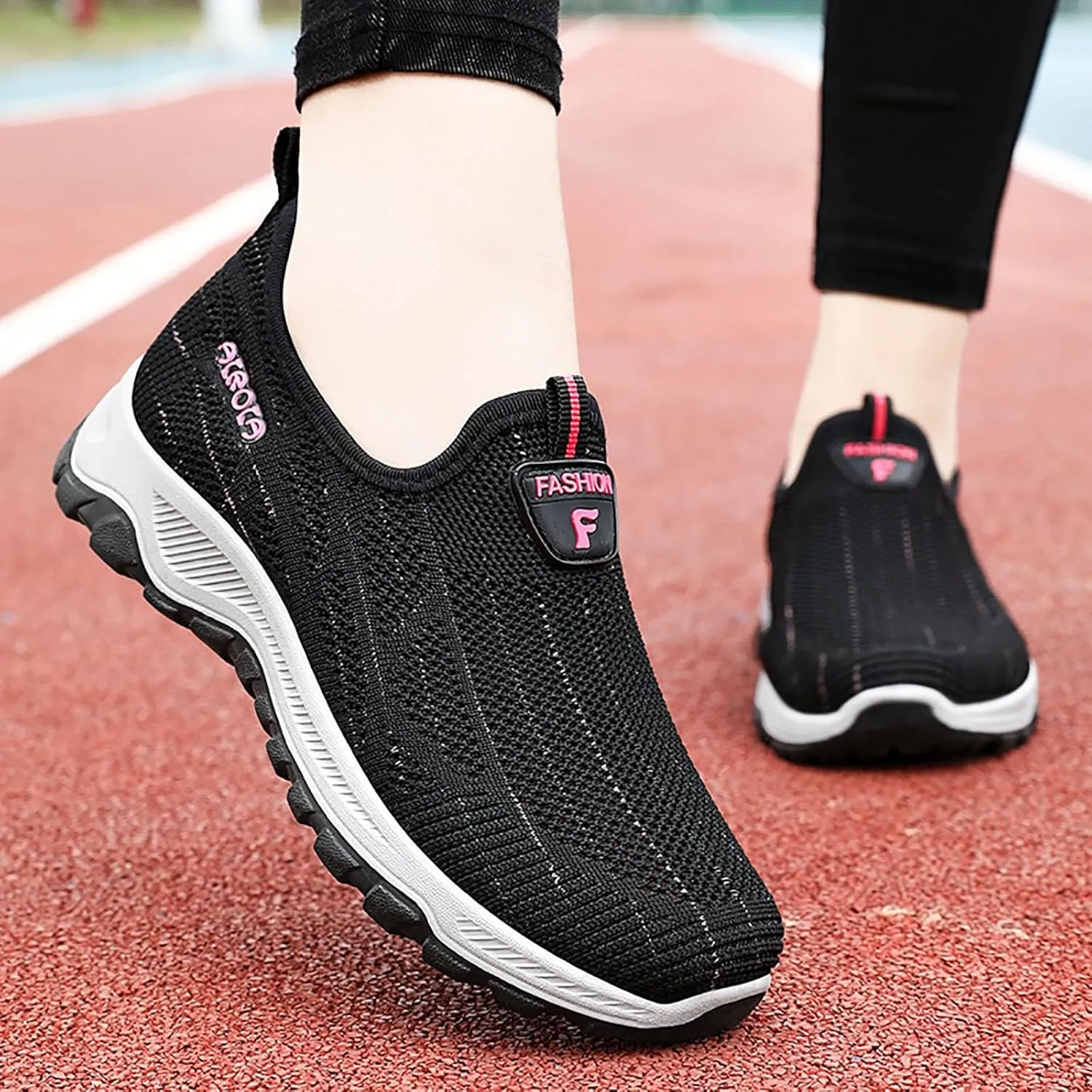 Women's Mesh Loafers Slip On Wedge Casual Shoes with Arch Support Lightweight Breathable Sneakers Womens Summer Sports Shoes