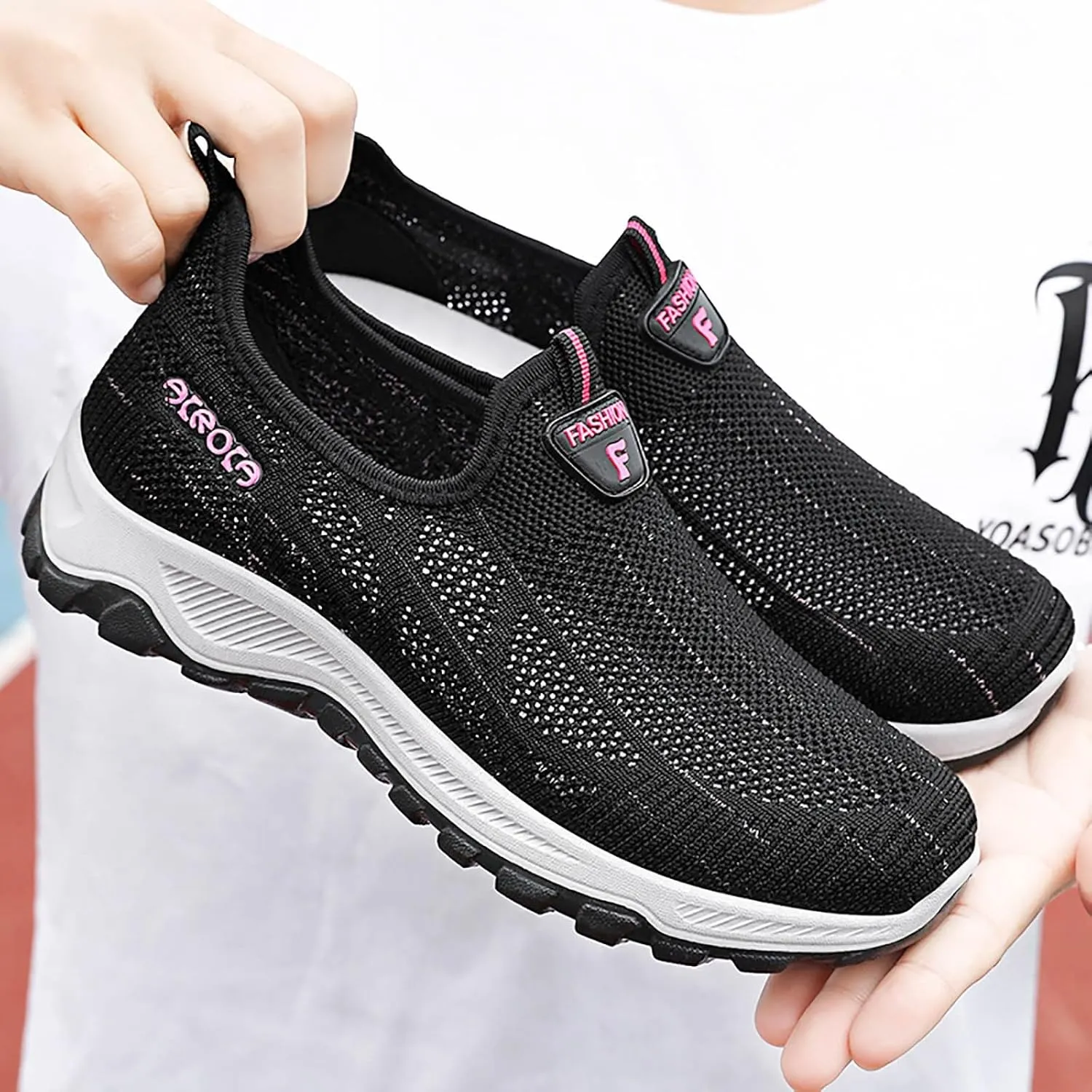 Women's Mesh Loafers Slip On Wedge Casual Shoes with Arch Support Lightweight Breathable Sneakers Womens Summer Sports Shoes