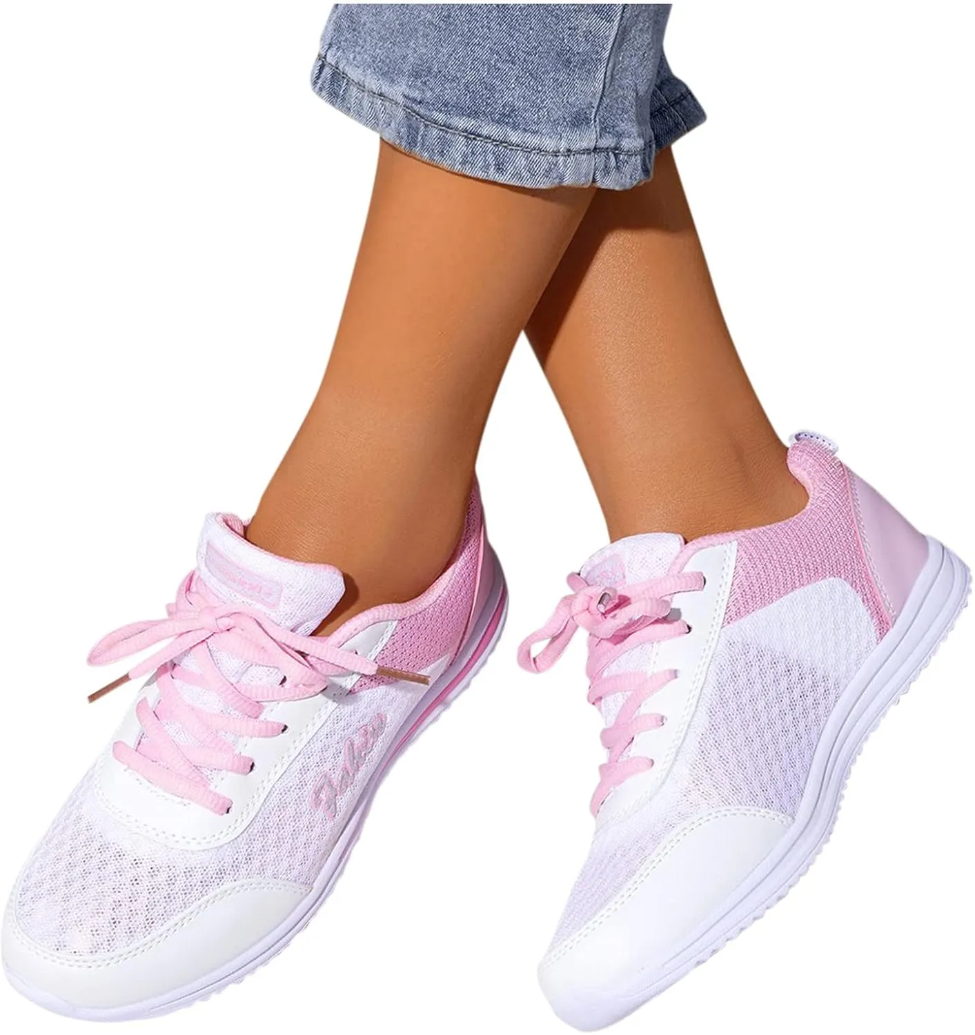 Women's Mesh Sneaker Lace Up Casual Sneaker with Arch Support Breathable Lightweight Running Shoes Non Slip Walking Shoes