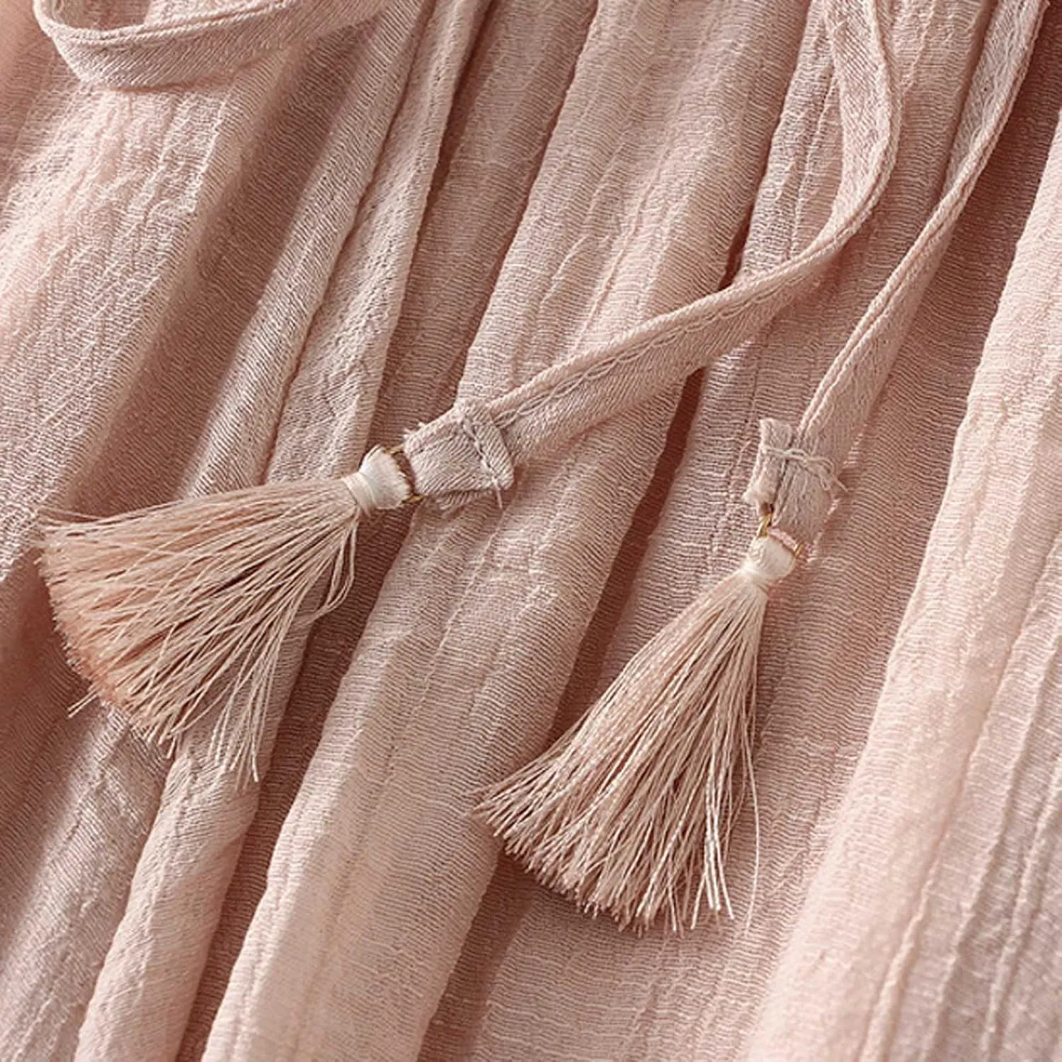 Women's Midi Linen Skirt Summer Casual Elastic Waist Drawstring Pleated Skirts A-Linen Flowy Swing Long Skirt