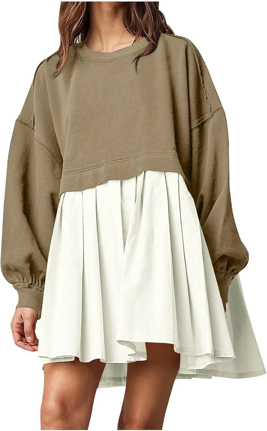 Womens Oversized Sweatshirt Dress 2023 Fall Fashion Long Sleeve Pullover Tops Relaxed Fit Sweatshirts Mini Dress