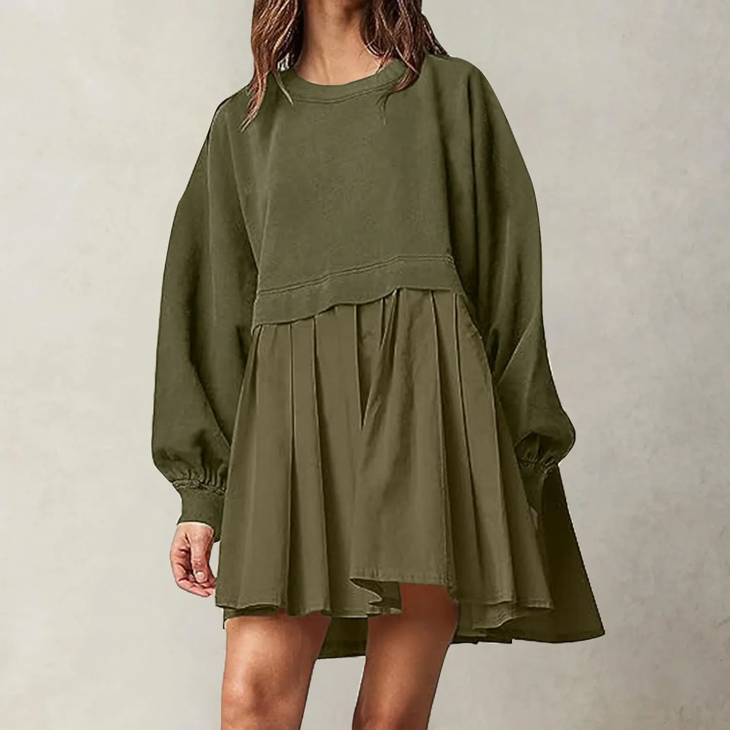 Womens Oversized Sweatshirt Dress 2023 Fall Fashion Long Sleeve Pullover Tops Relaxed Fit Sweatshirts Mini Dress