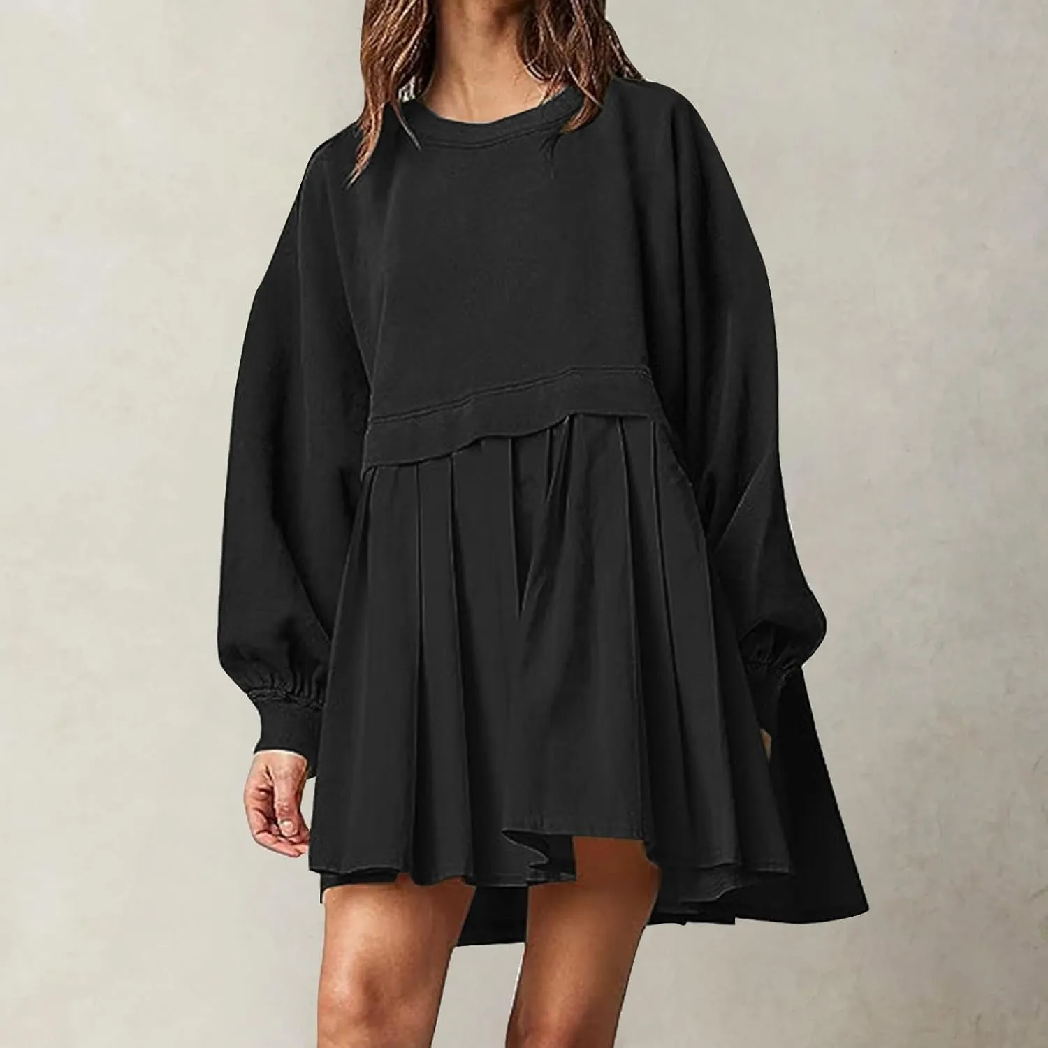 Womens Oversized Sweatshirt Dress 2023 Fall Fashion Long Sleeve Pullover Tops Relaxed Fit Sweatshirts Mini Dress