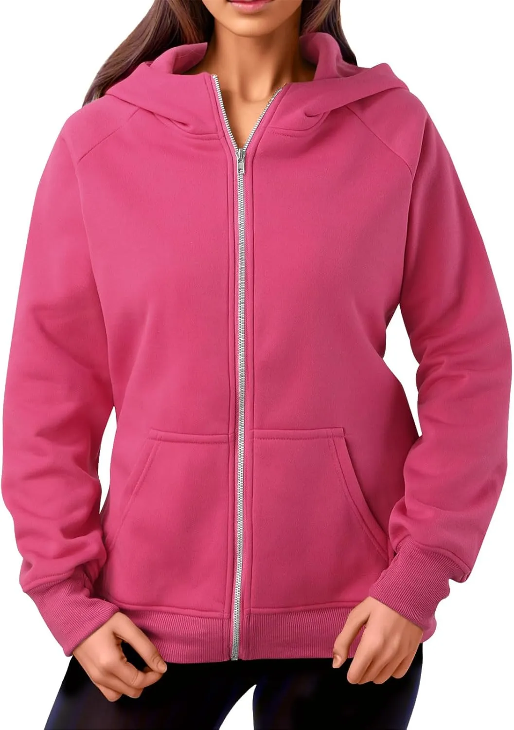 Womens Oversized Sweatshirts No Hood Long Sleeve Zipper Fleece Sweatshirt Jackets Pullovers Comfort Trendy Clothes