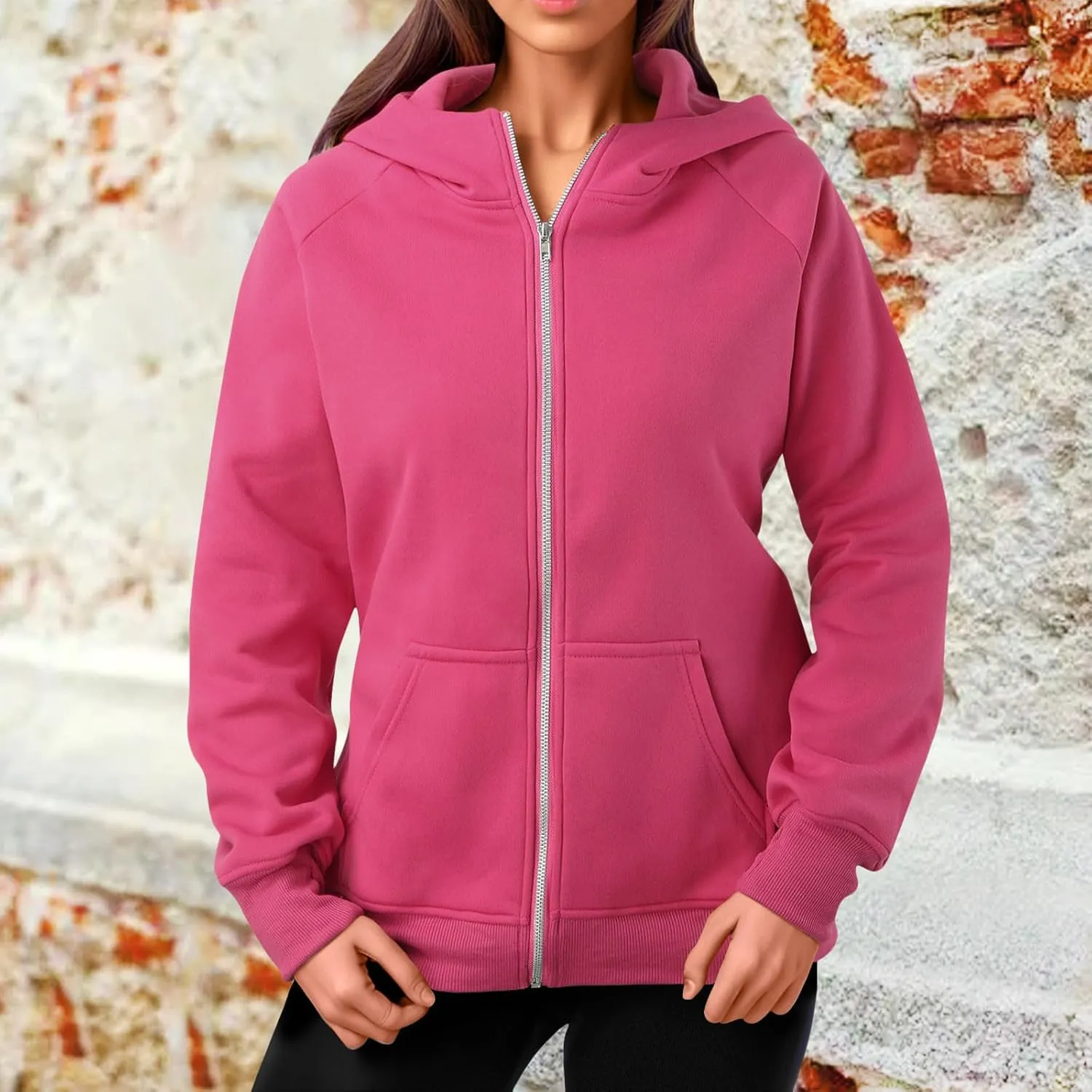 Womens Oversized Sweatshirts No Hood Long Sleeve Zipper Fleece Sweatshirt Jackets Pullovers Comfort Trendy Clothes