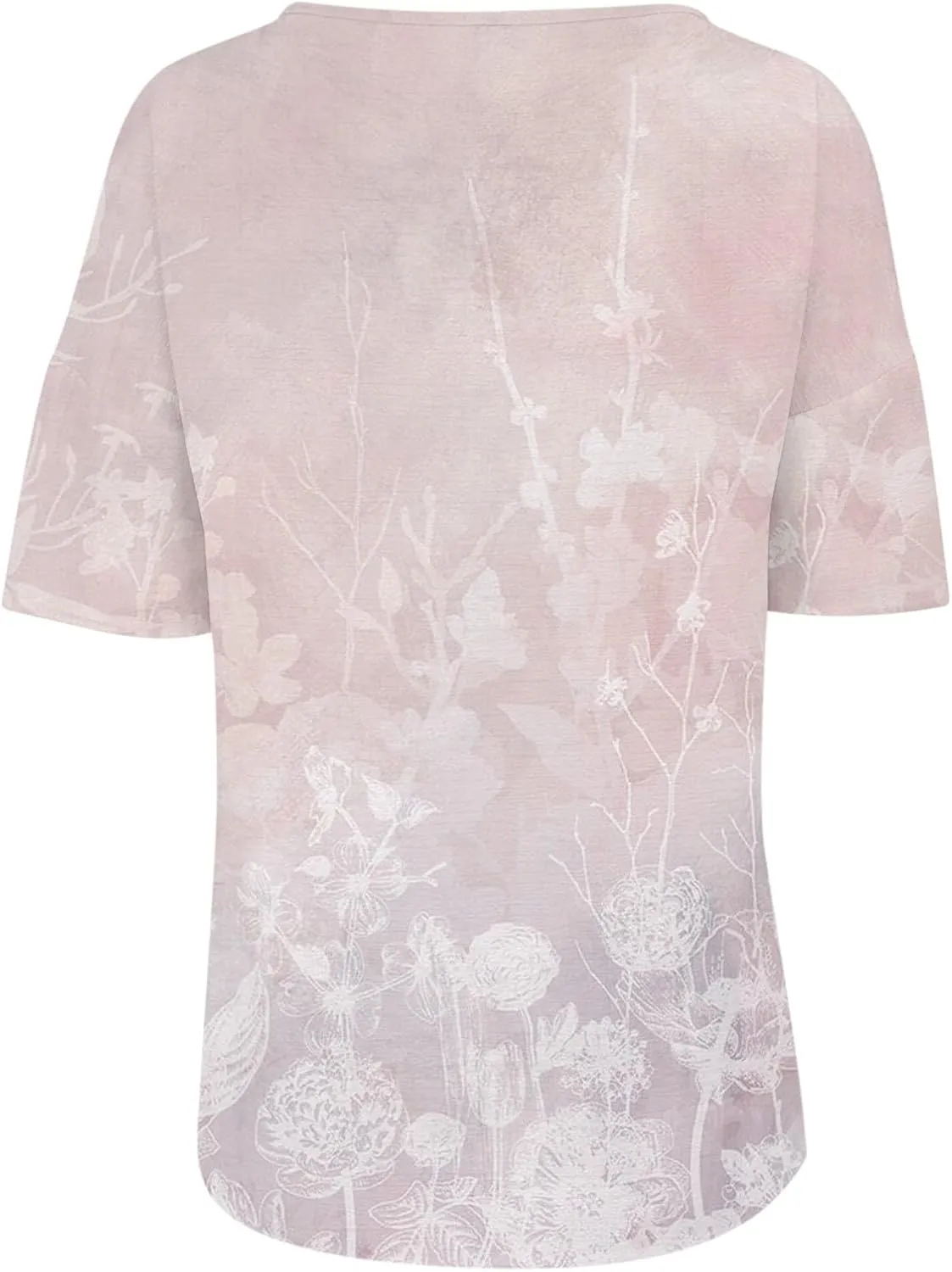 Womens Peasant Boho Tunic Tops 2025 3/4 Sleeve Floral Print Casual Loose Fit Pleated Summer Flowy Babydoll Blouses