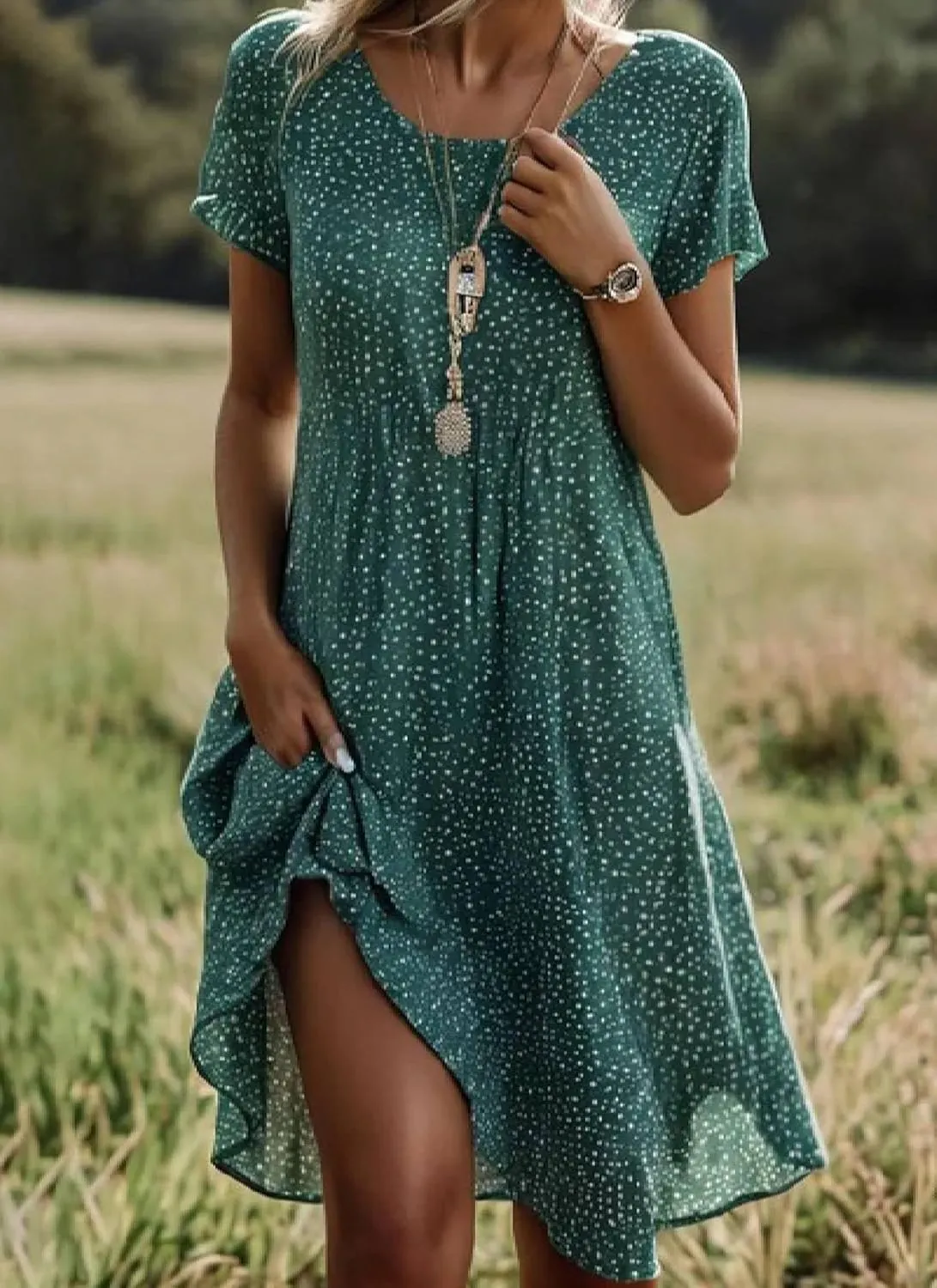 Women's Retro Red Paisley Print Midi Dress 2025 Spring Summer Outfits Casual Short Sleeve Crew Neck A Line Dresses