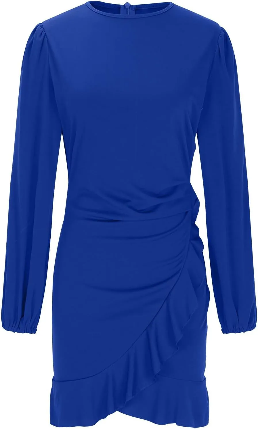 Womens Sexy Fall Short Dresses Puff Long Sleeve Ruffle Hem mini Dresses Casual Cozy Slim fit wrap Bodycon Dresses