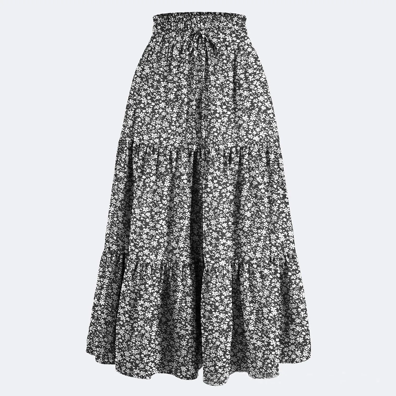 Women's Skirts Women's Summer Comfy Causal Elastic High Waisted Skirts Casual Floral Print A Line Skirt