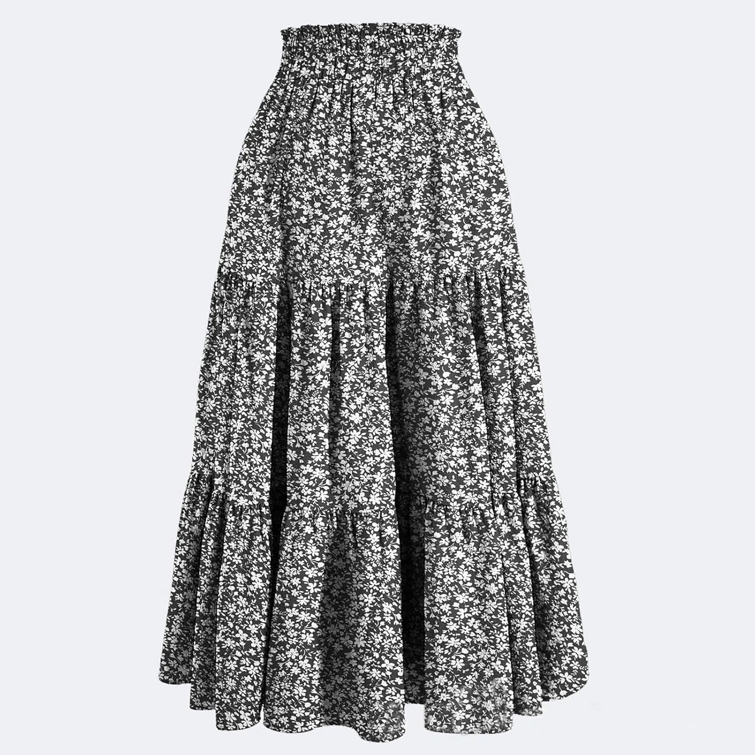 Women's Skirts Women's Summer Comfy Causal Elastic High Waisted Skirts Casual Floral Print A Line Skirt