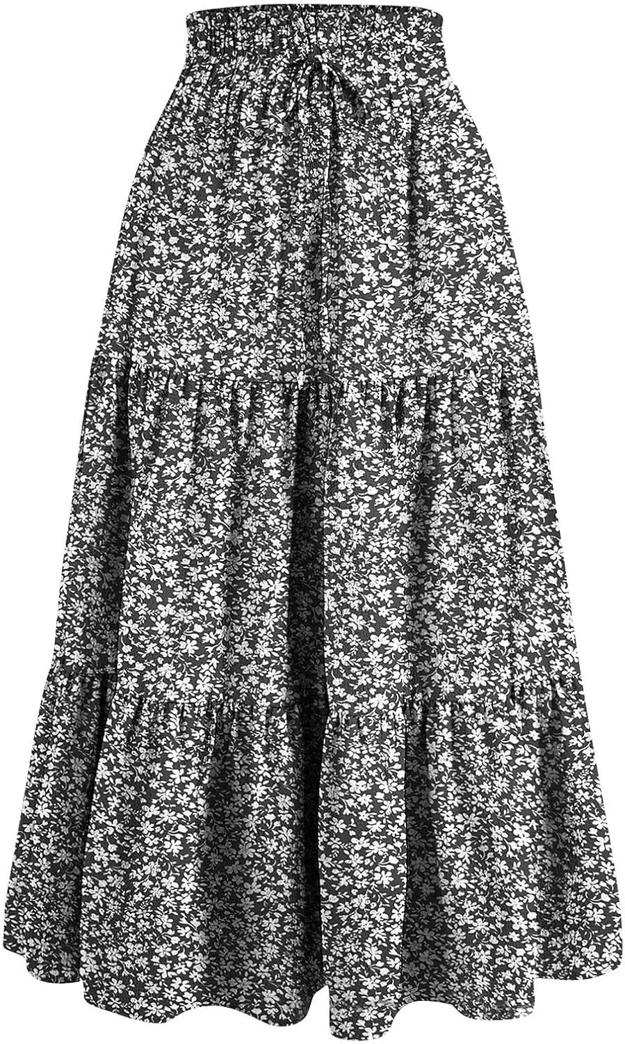 Women's Skirts Women's Summer Comfy Causal Elastic High Waisted Skirts Casual Floral Print A Line Skirt