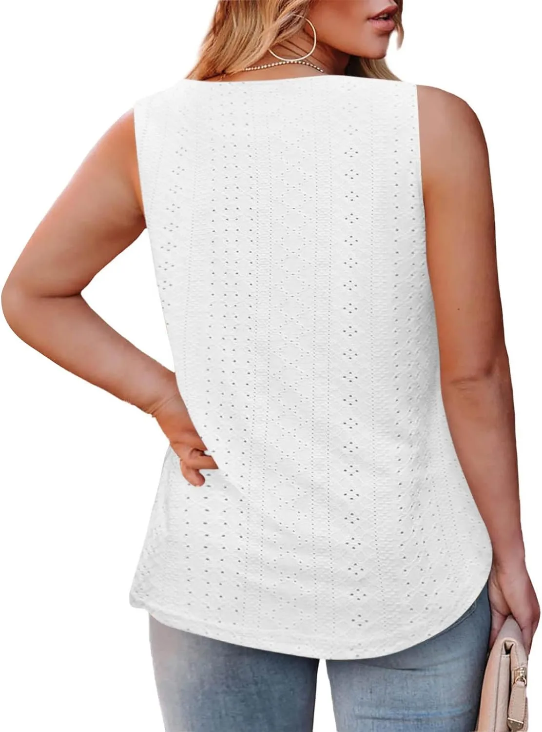 Womens Sleeveless Pleated Top Square Neck Tops for Plus Size Summer Vacation Tops Going Out Tops Fashion Trendy Tops