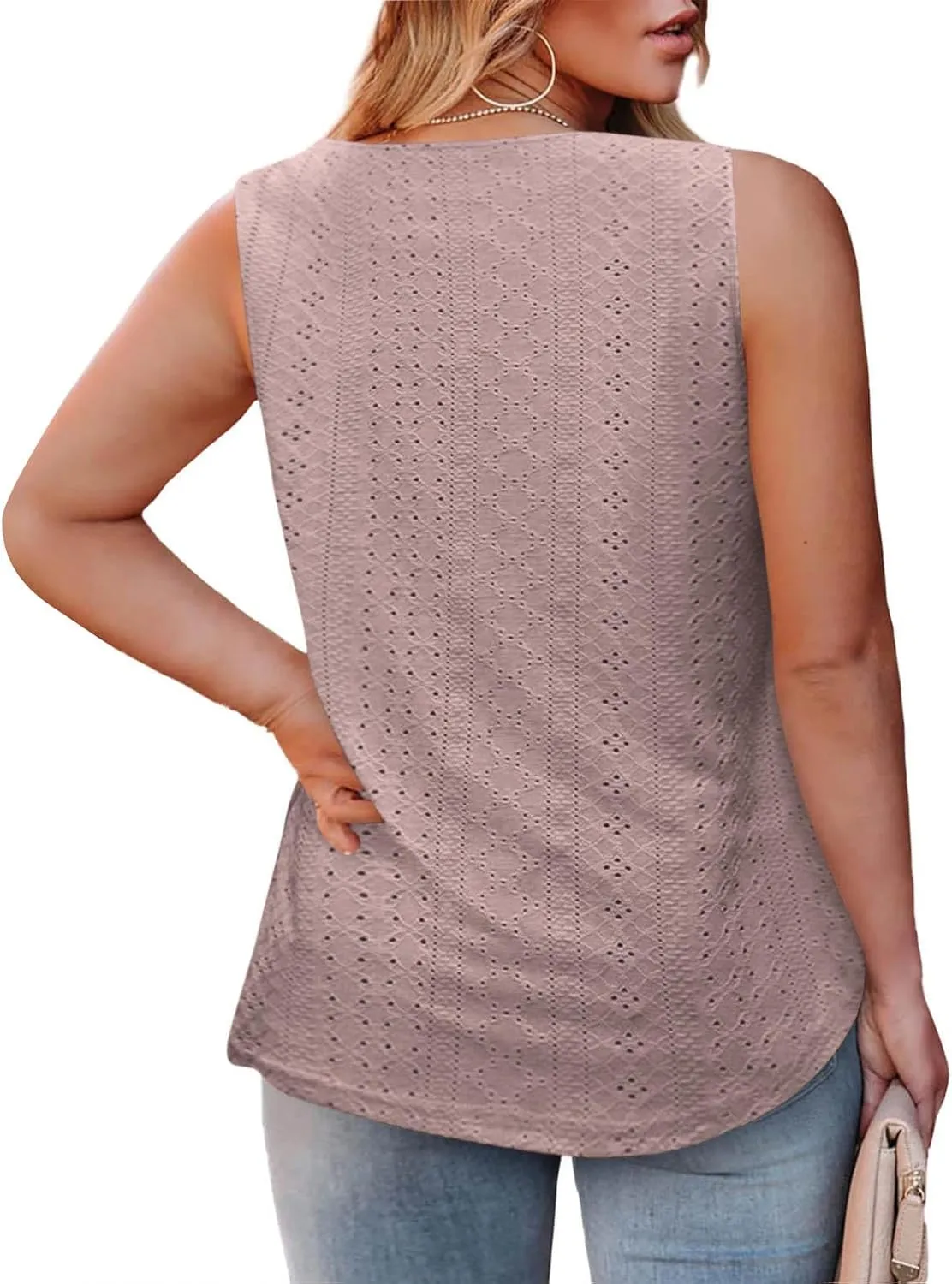 Womens Sleeveless Pleated Top Square Neck Tops for Plus Size Summer Vacation Tops Going Out Tops Fashion Trendy Tops