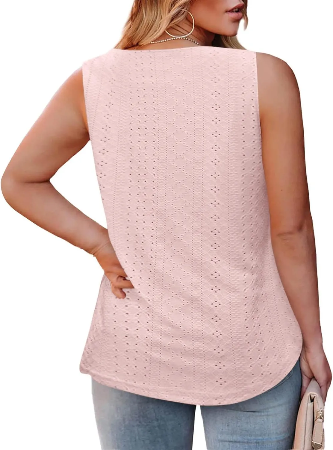 Womens Sleeveless Pleated Top Square Neck Tops for Plus Size Summer Vacation Tops Going Out Tops Fashion Trendy Tops