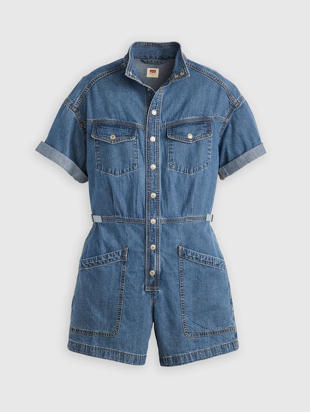 Women's Solid Blue Relaxed Fit Playsuit