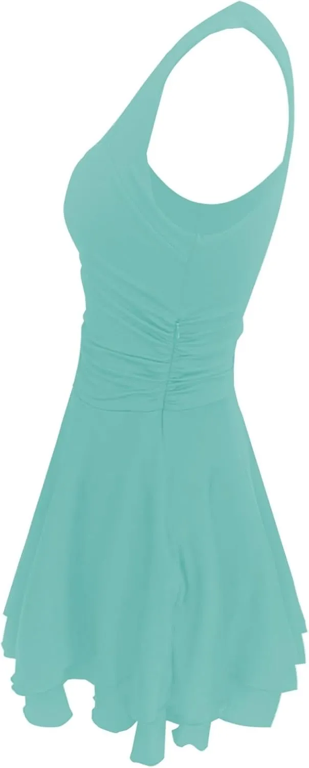 Women's Square Neck Ruffle Hem Mini Dress Ruched Waist Flowy Loose Relaxed Fit Short Trendy Comfy Soft Party Dresses