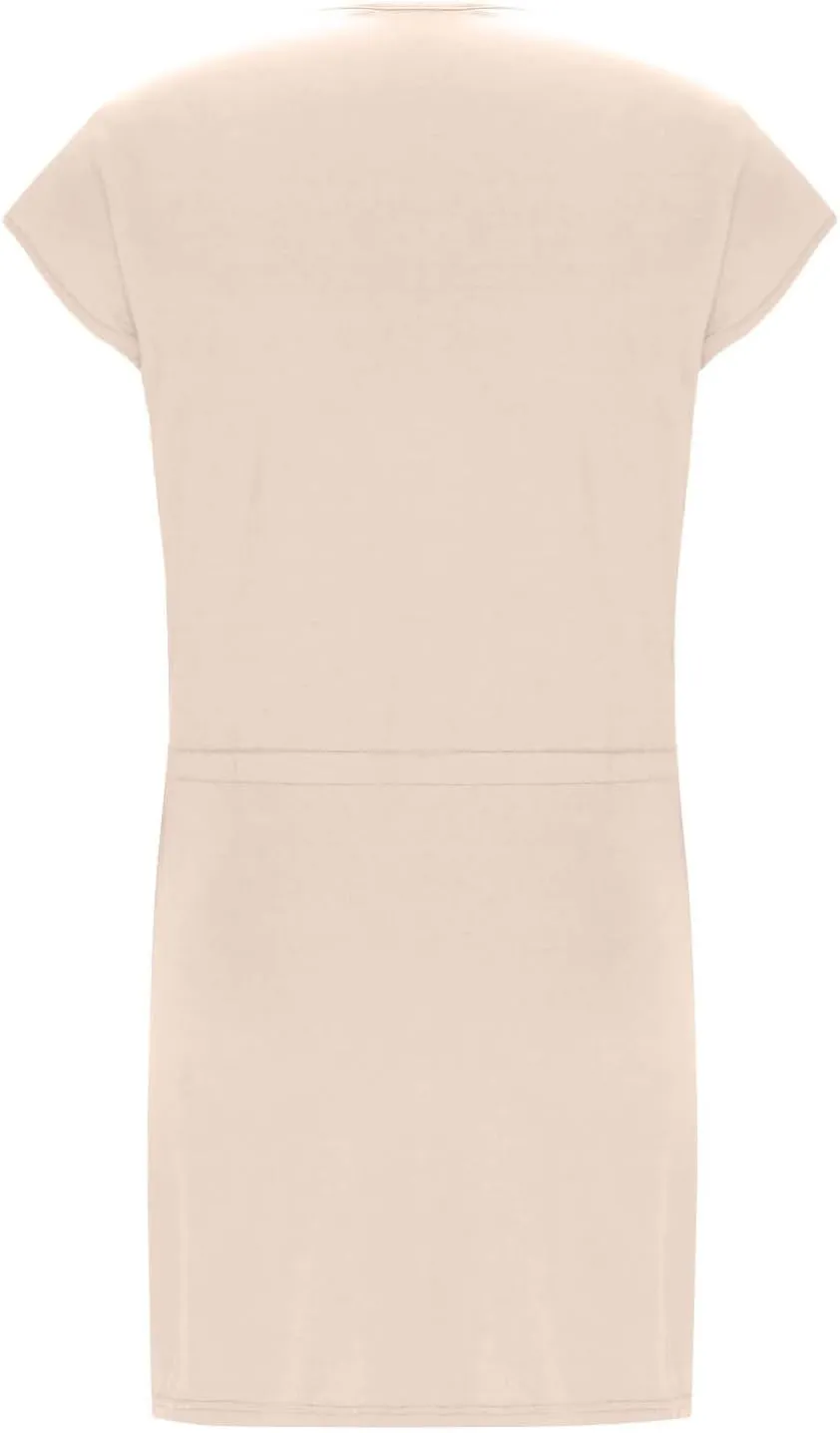 Womens Summer Dresses 2025 Casual Tie Front Short Sleeve a Line Midi Tshirt Dress Beach Vacation Clothes with Pockets