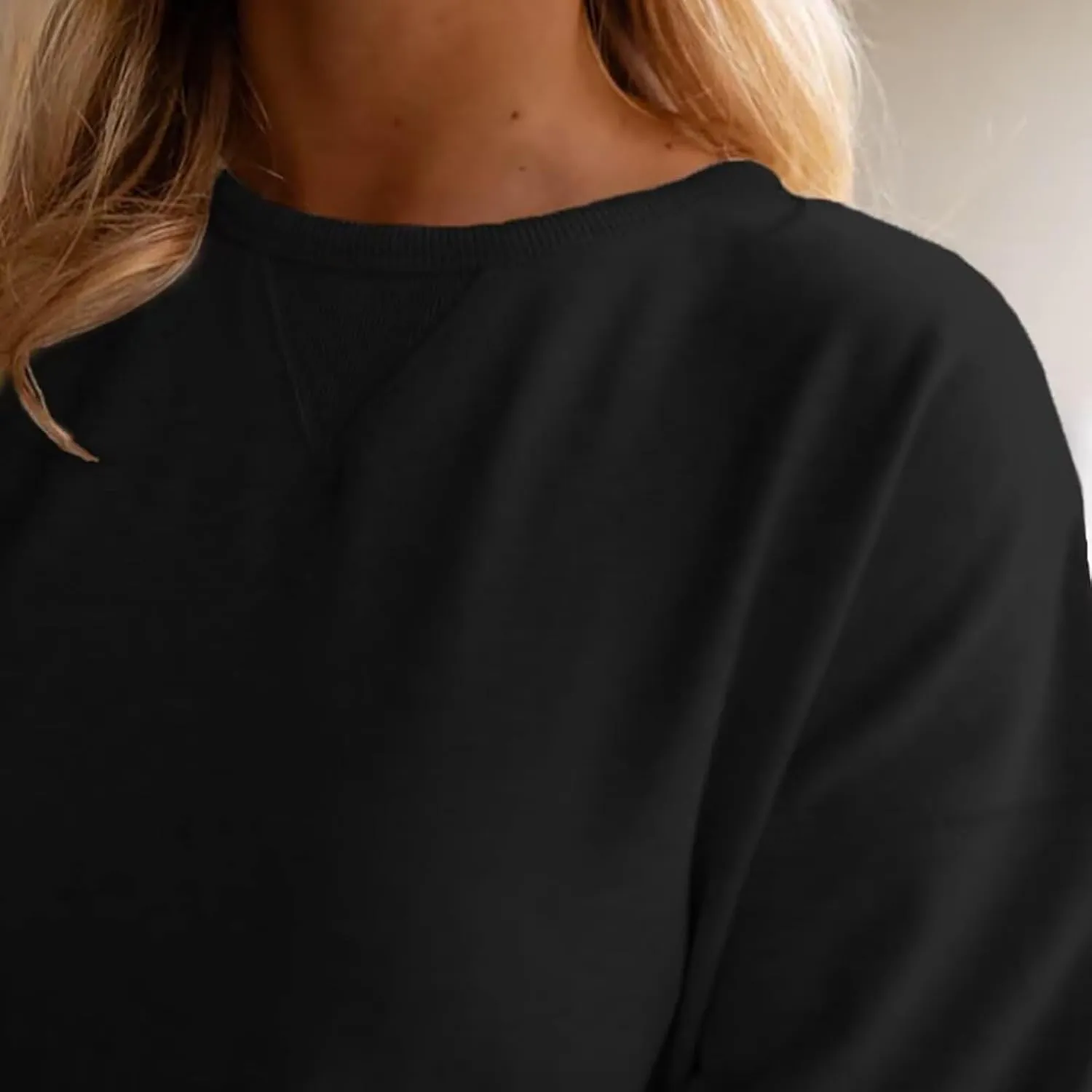 Womens Sweatshirt Dresses Solid Rib Knit Patchwork Dress Casual Long Sleeve Crewneck Pullover Tops Mini Pleated Dress