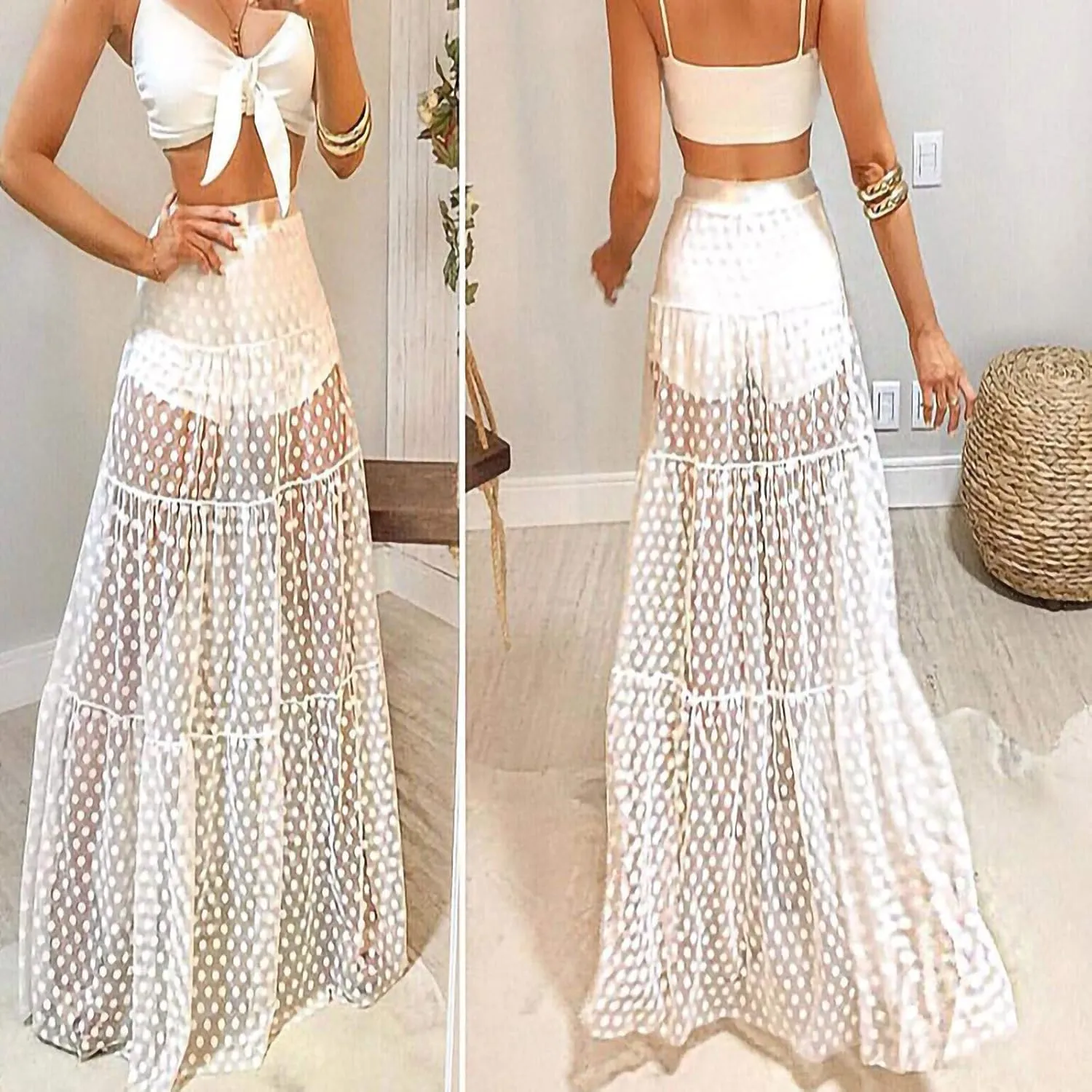 Women's Tiered Sheer Mesh Ballet Trim Skirt Prom Party A Line Midi Skirt Womens Pleated Cheer Ankle Puffy Skirts