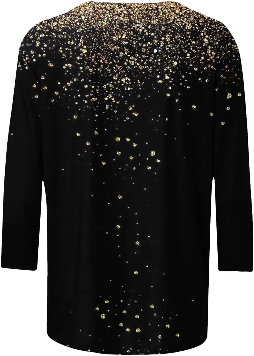Womens Tops Dressy Casual 3/4 Sleeve Round Neck Shirt Funny False Sequin Print Loose Blouse Spring Summer Fashion Top