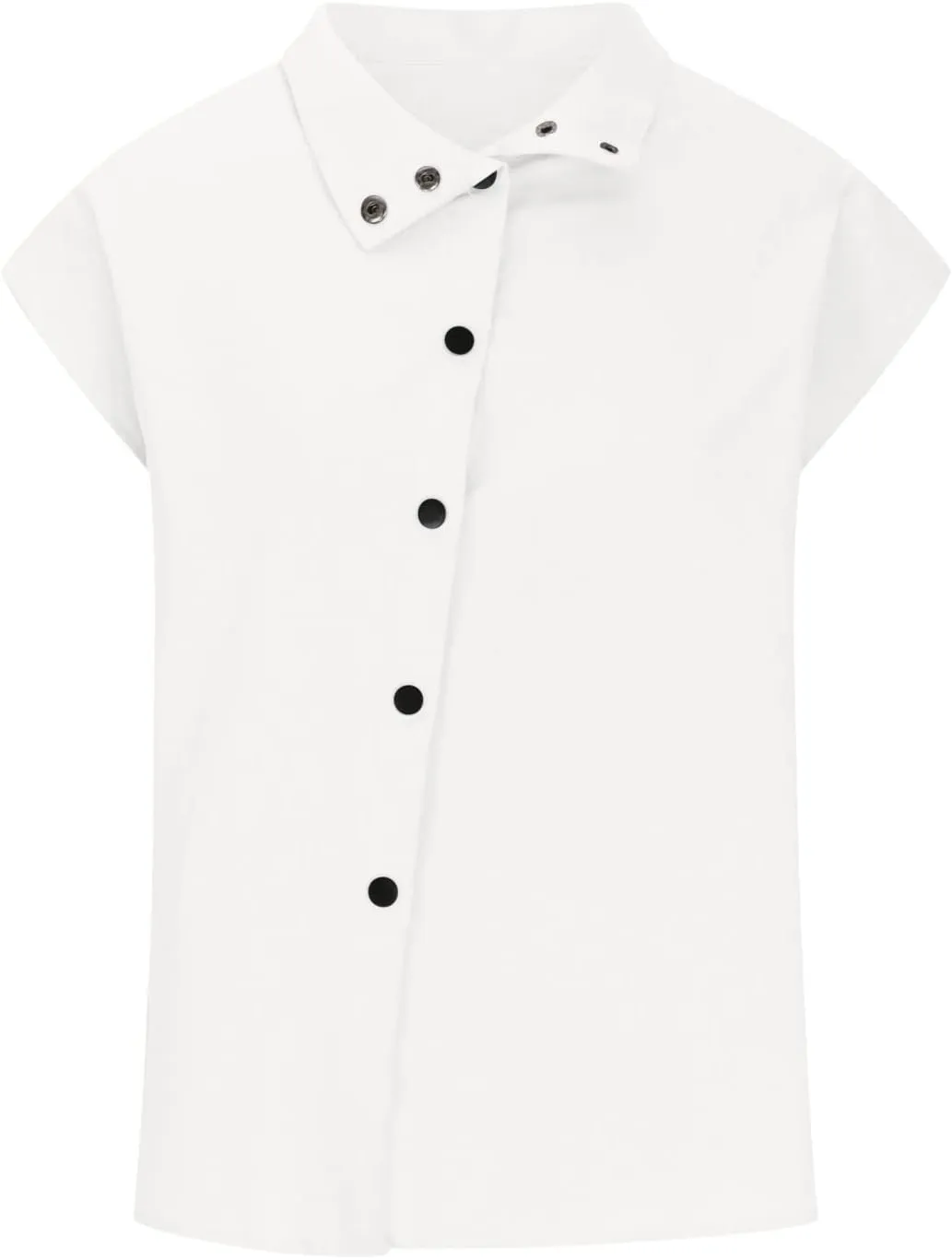Womens Tshirts Cotton Linen High Neck Cap Sleeve Shirt Summer Fashion Casual Cotton Linen Blouses Trendy Tops