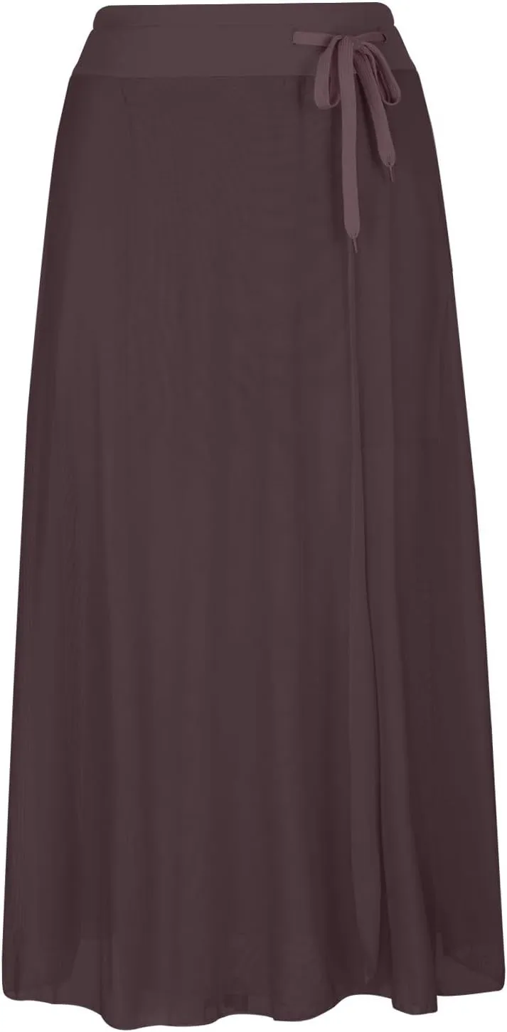 Women's Tulle Skirts Midi Elastic High Waist Flowy Pleated A-Line Mesh Party Long Skirts Swing Summer Beach Skirts