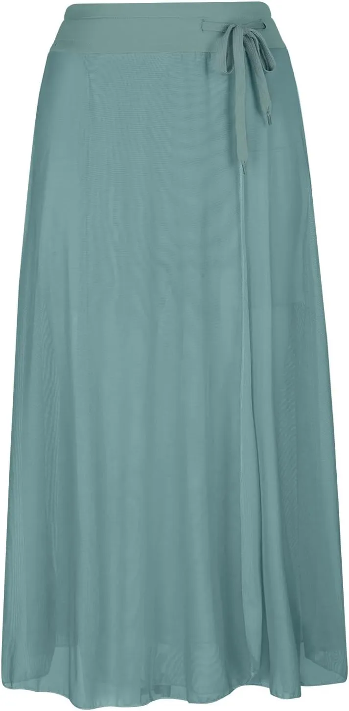 Women's Tulle Skirts Midi Elastic High Waist Flowy Pleated A-Line Mesh Party Long Skirts Swing Summer Beach Skirts