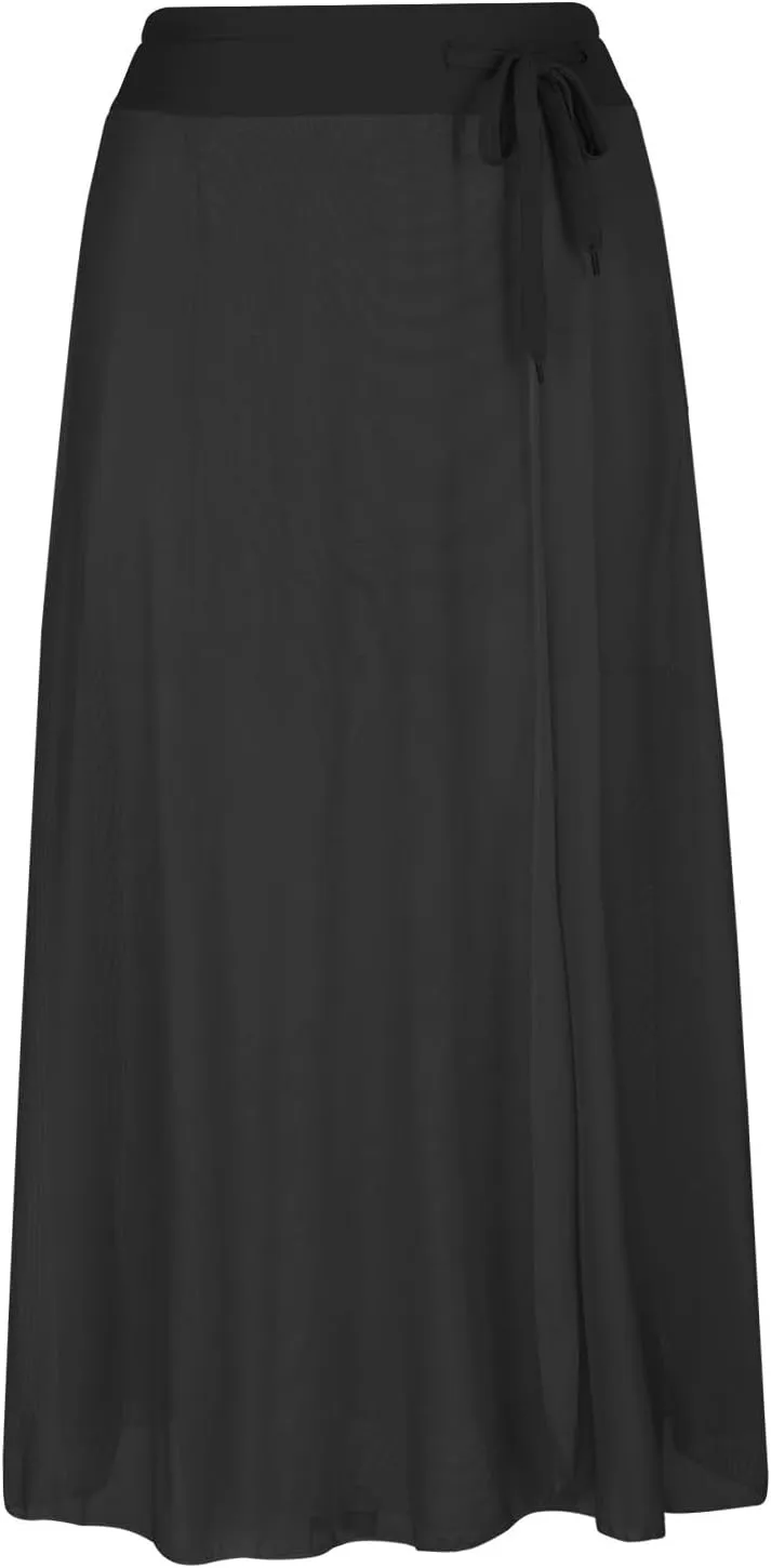 Women's Tulle Skirts Midi Elastic High Waist Flowy Pleated A-Line Mesh Party Long Skirts Swing Summer Beach Skirts