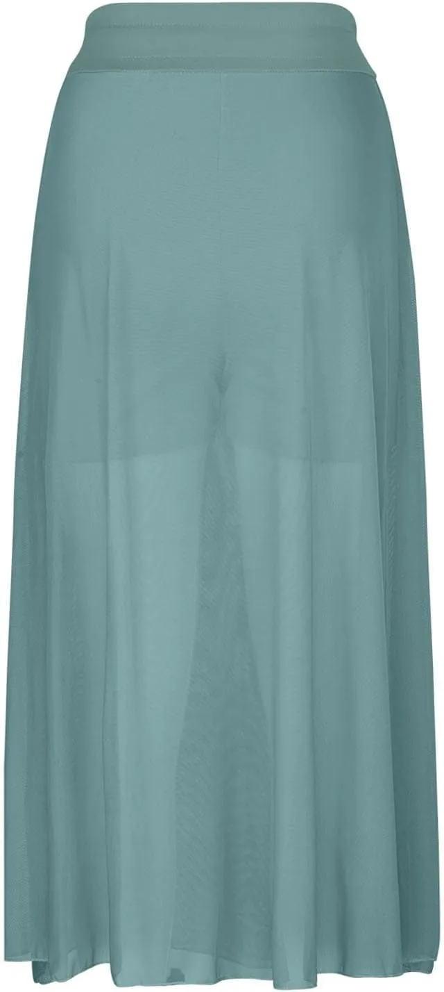 Women's Tulle Skirts Midi Elastic High Waist Flowy Pleated A-Line Mesh Party Long Skirts Swing Summer Beach Skirts
