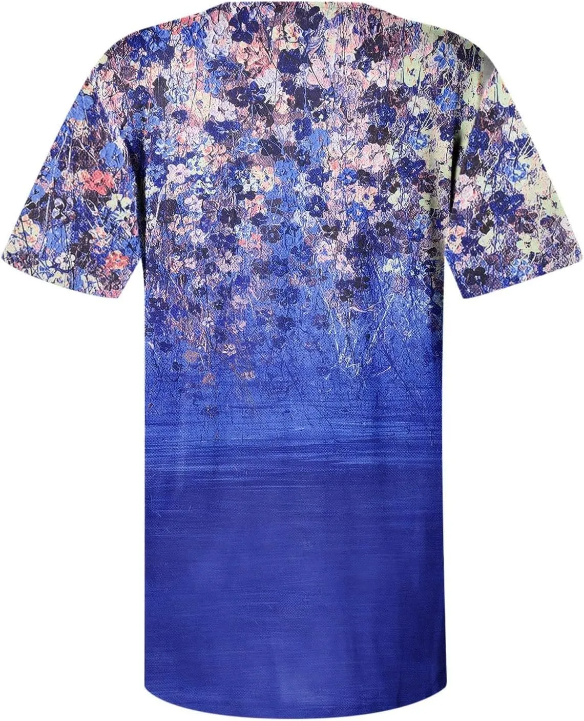 Womens Tunic Tops,Trendy Boho Floral Mosaic Tunic Shirts Short Sleeve Button Vneck Tshirt Casual Relaxed Blouse