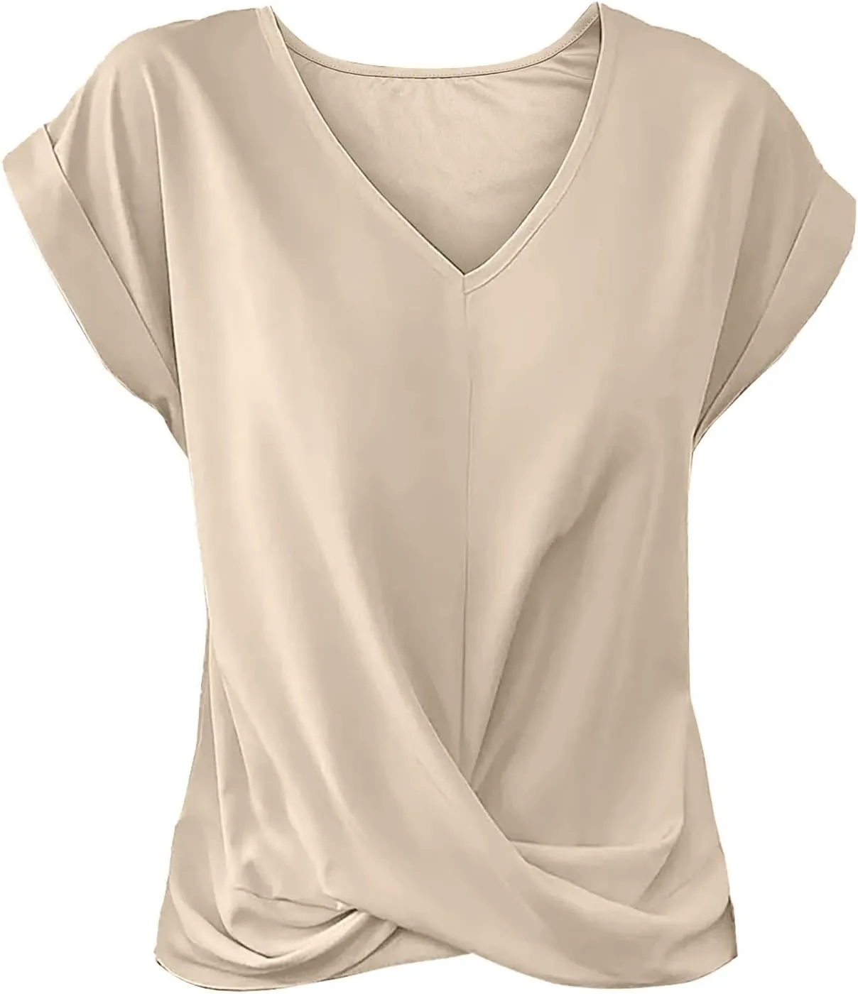 Womens V Neck Summer Tops 2025 Casual Twist Front Blouses Short Sleeve Tshirts Loose Fit Tunic Tops Basic Tee Shirts