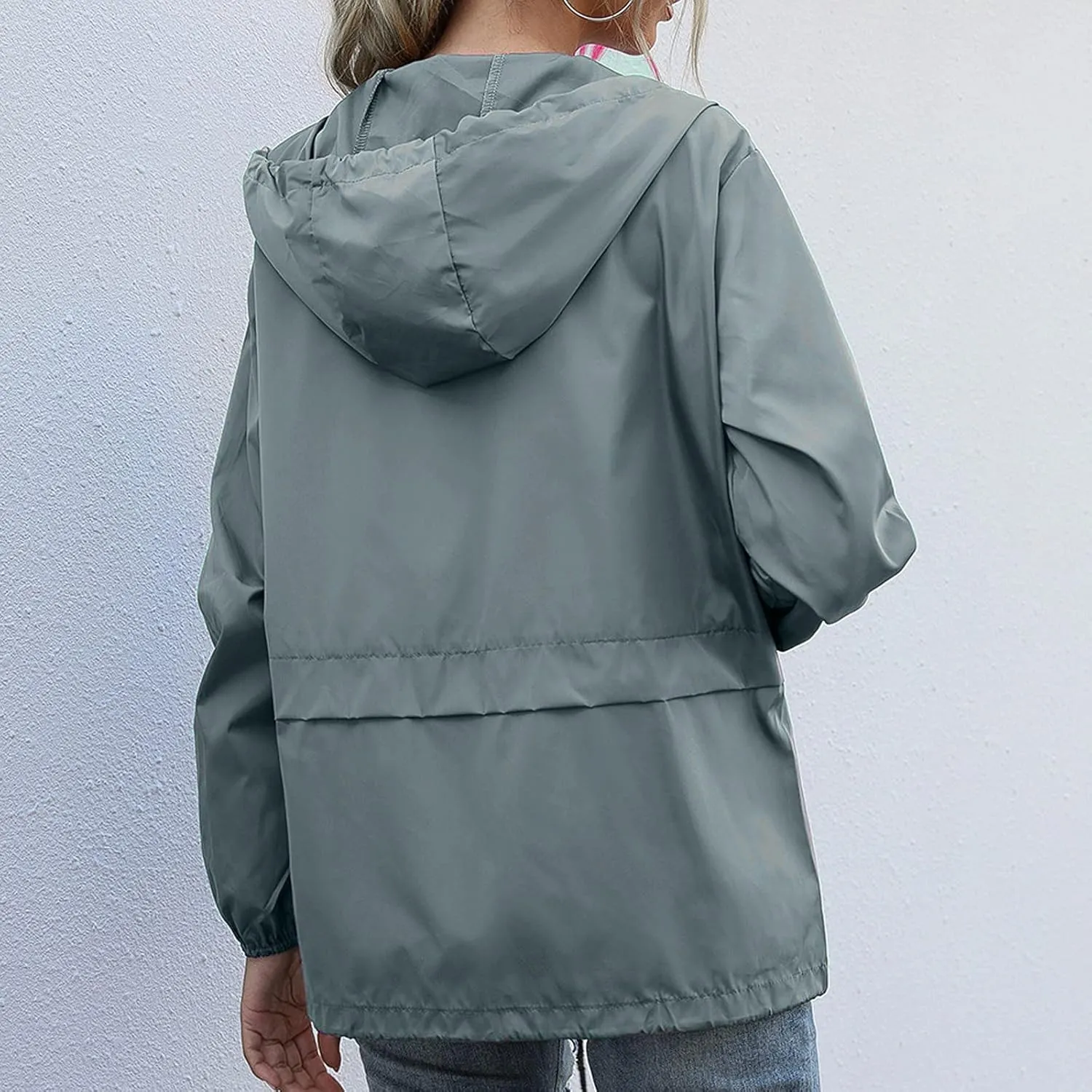 Women's Waterproof Raincoat Lightweight Rain Jacket Hooded Adjustable Windbreaker Rain Coats with Pocket for Outdoor