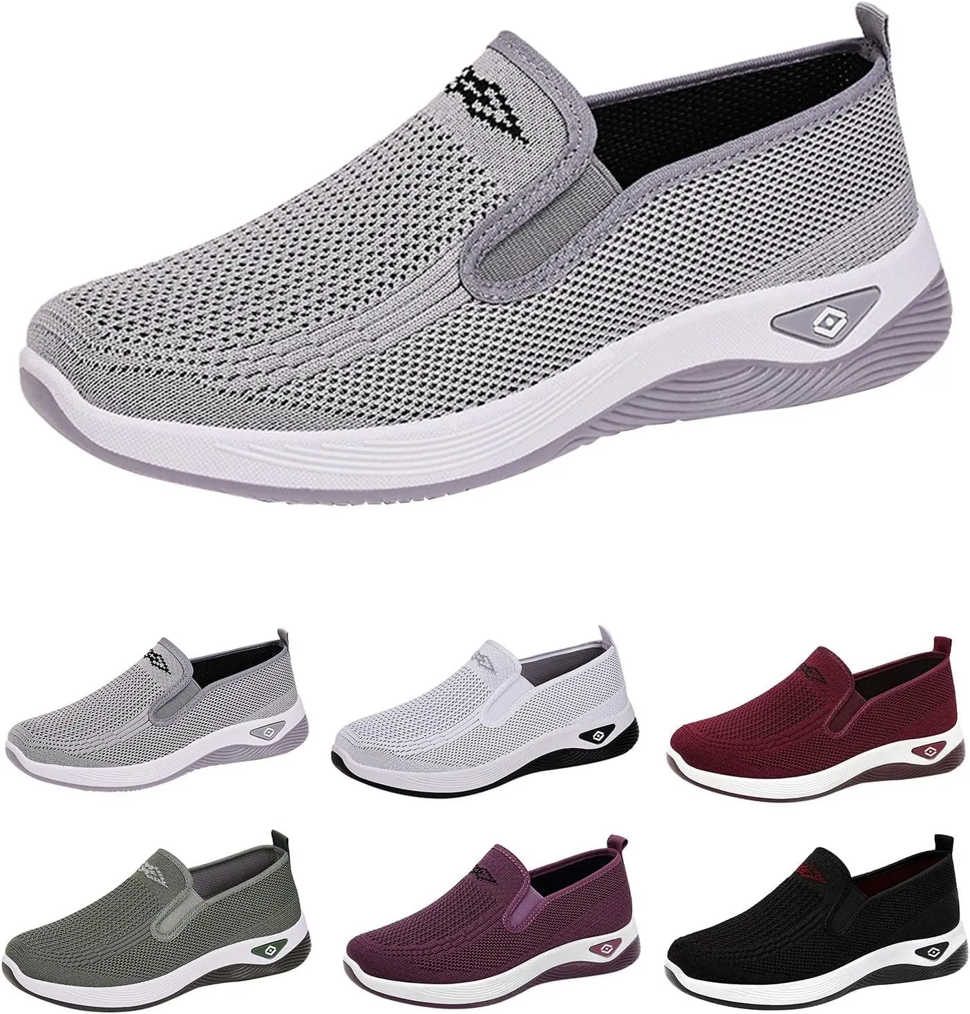 Women's Woven Orthopedic Breathable Soft Shoes Slip On Arch Support Walking Flying Sneakers Comfortable Wide Width Walking Shoes