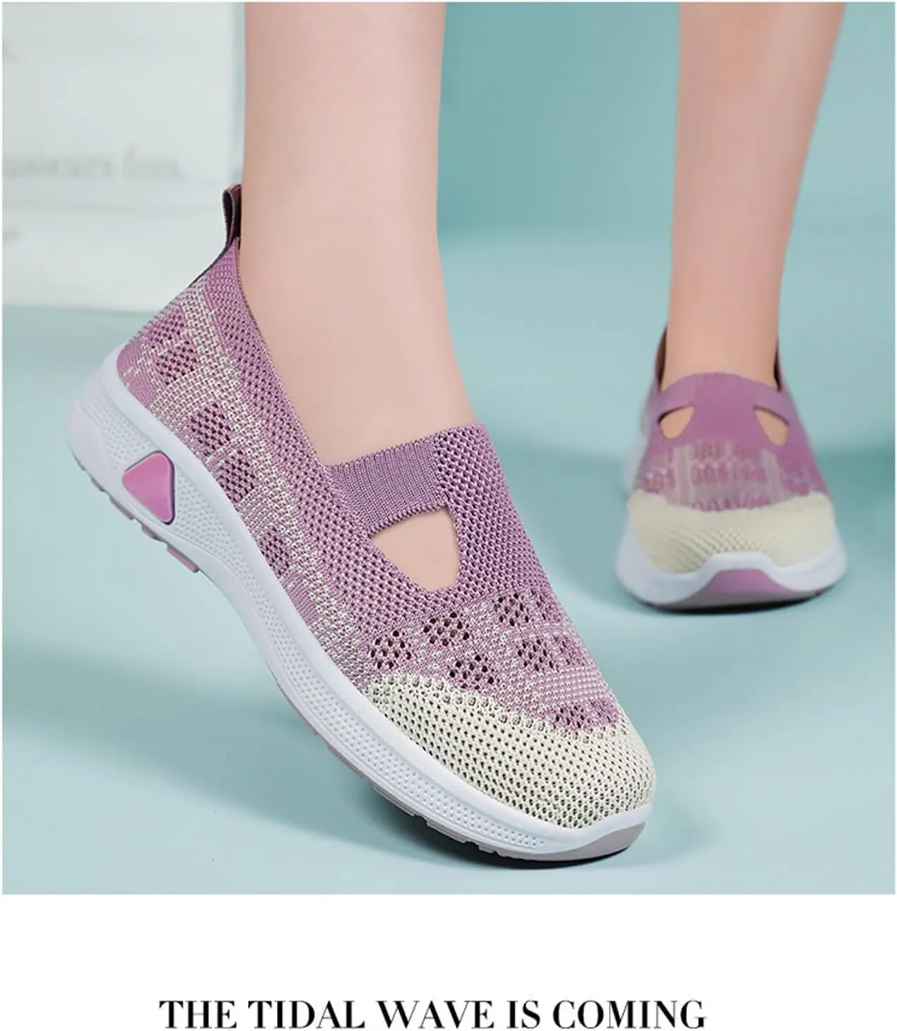 Womens Woven Orthopedic Walking with Arch Support Shoes Slip-on Basic Sneakers Casual Comfortable Breathable Soft Sole Indoor Outdoor Easy Shoes Diabetic Foam Sneakers
