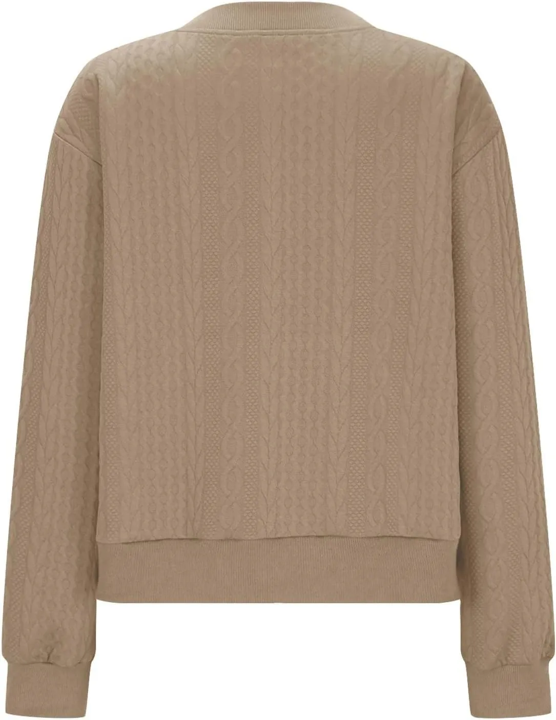 Women's Zip Up Cable Knit Sweater Long Sleeve Open Front Cardigan Warm Cardigan with Pockets Outwear Coats