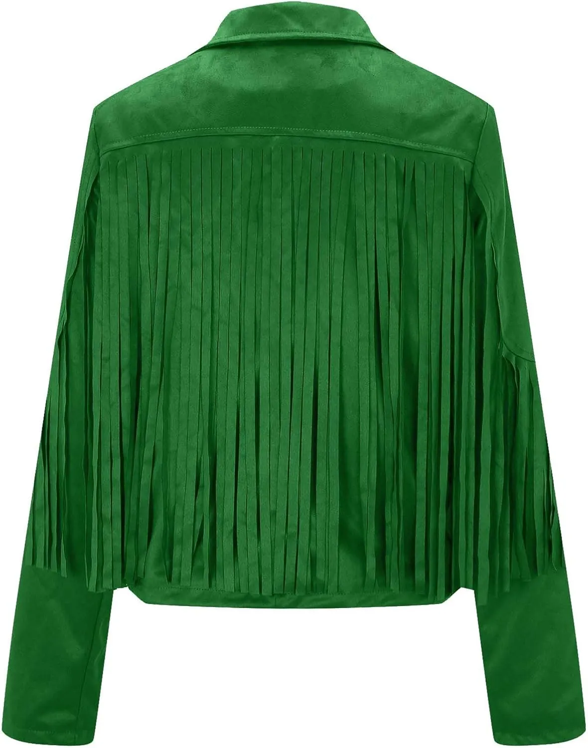 Xiaojmake Women's Fringe Jackets Faux Suede Leather Jackets Tassel Motorcycle Cropped Coats Lapel Open Front Blazer Jacket