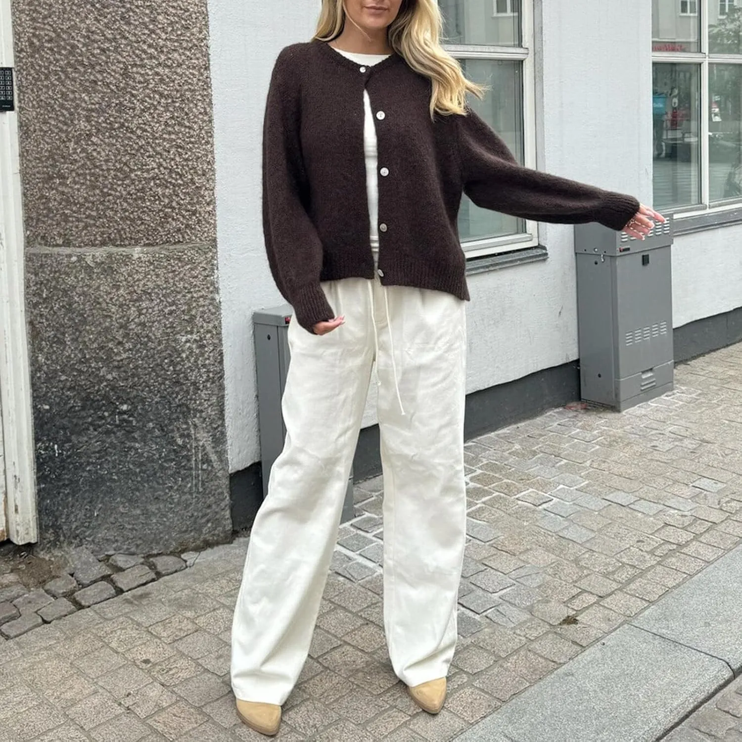 Y2k Knitted Cropped Cardigan Sweaters Women Long Sleeve Button Down Open Front Casual Cardigan Knitwear Top