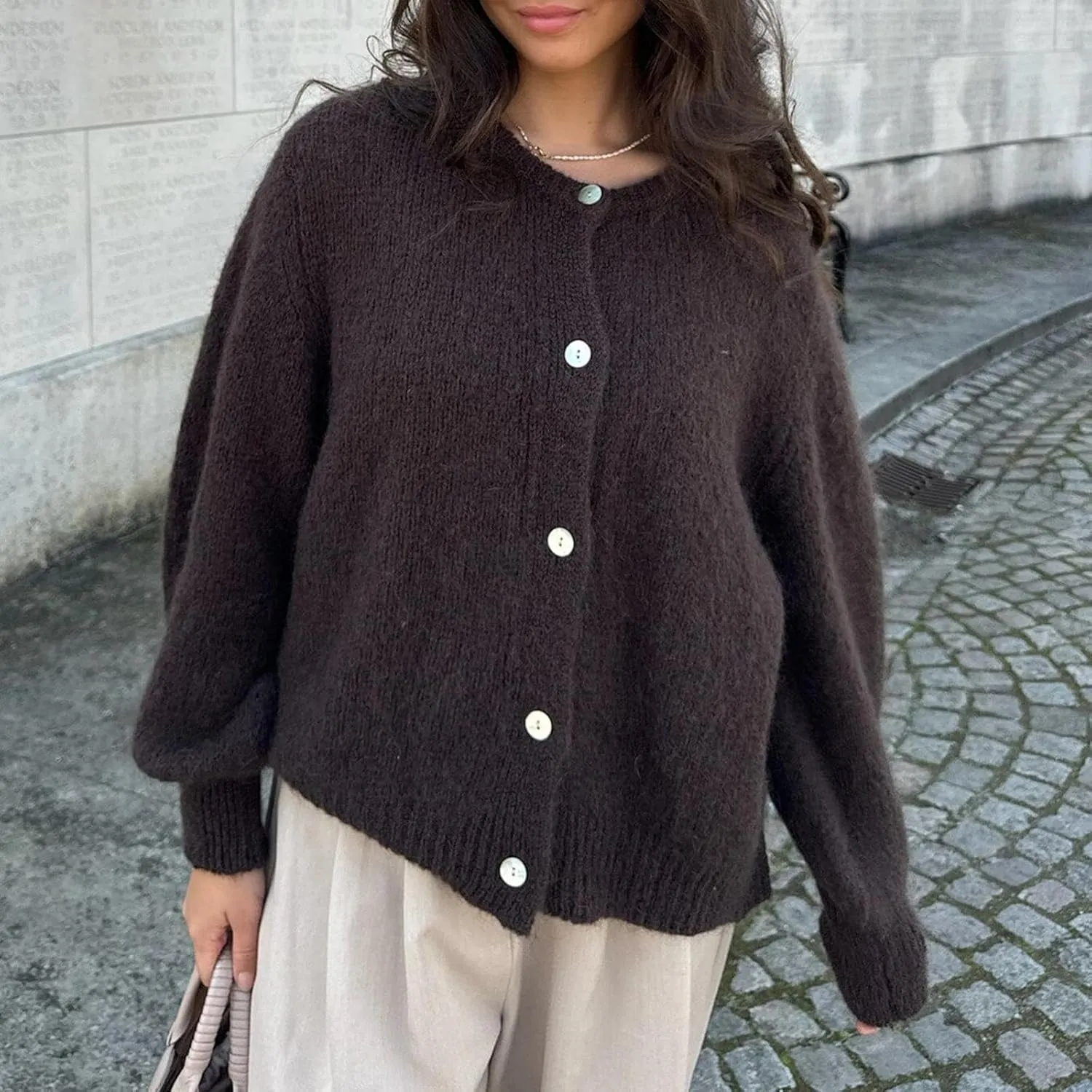 Y2k Knitted Cropped Cardigan Sweaters Women Long Sleeve Button Down Open Front Casual Cardigan Knitwear Top