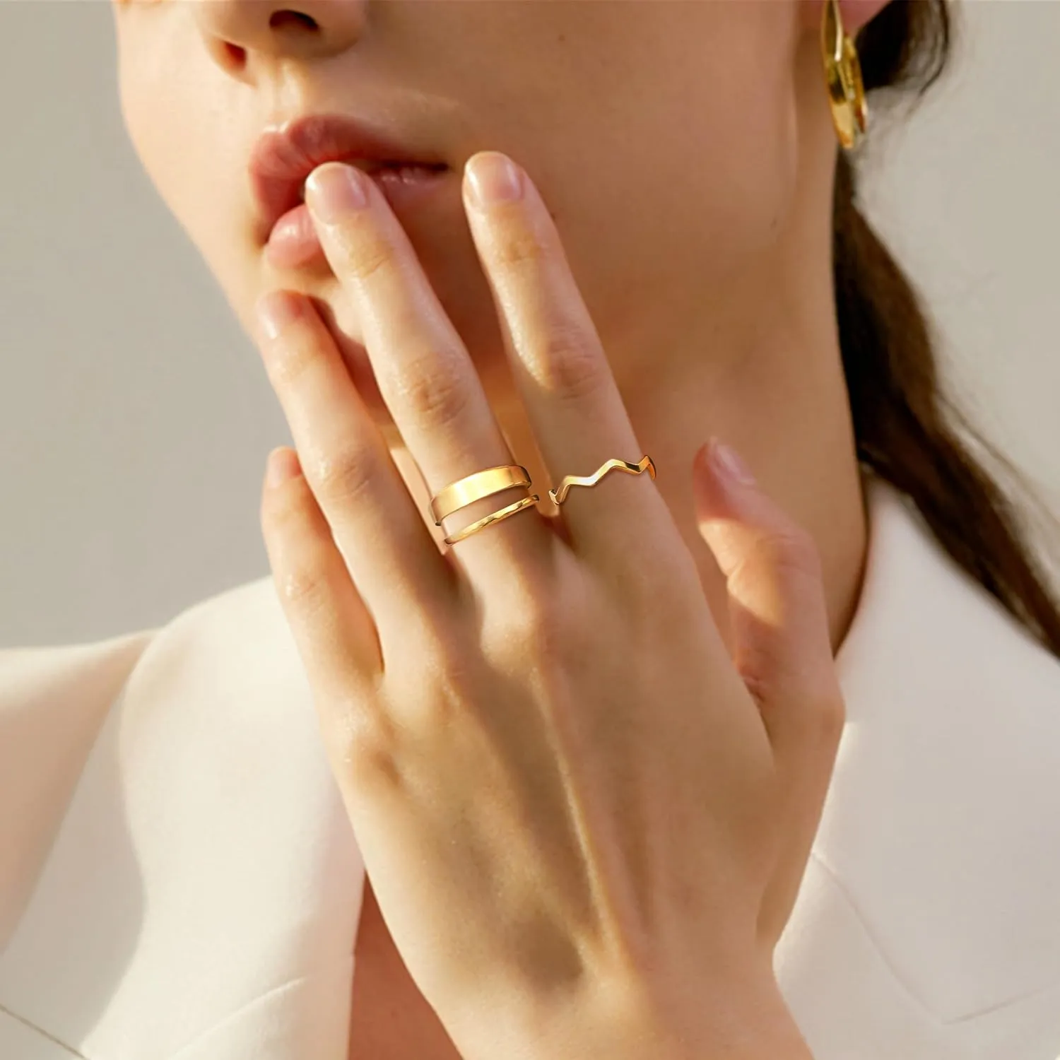 YADOCA 12/17PCS Knuckle Rings For Women Silver Gold Tone Stainless Steel Midi Rings Set Simple Stackable Finger Rings Adjustable Open Stacking Plain Band Rings