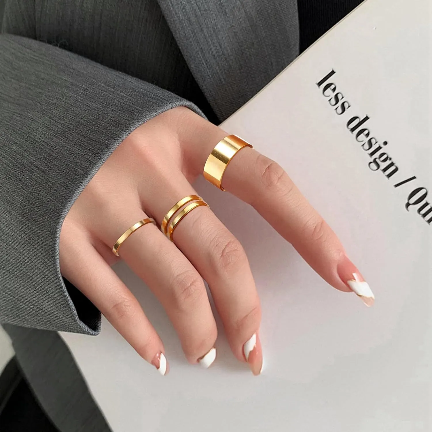 YADOCA 12/17PCS Knuckle Rings For Women Silver Gold Tone Stainless Steel Midi Rings Set Simple Stackable Finger Rings Adjustable Open Stacking Plain Band Rings