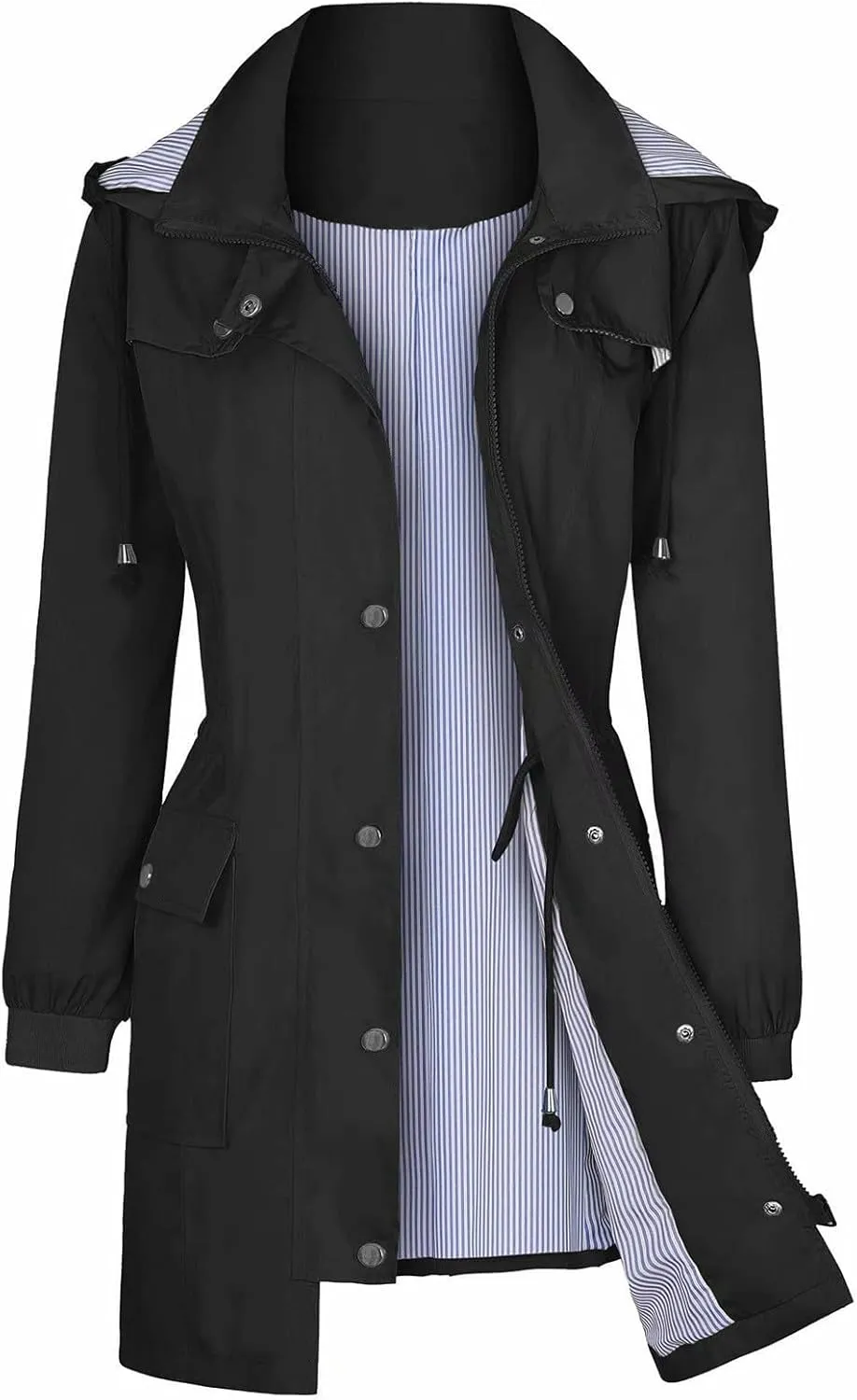 yardsong Rain Jacket for Women Waterproof Climbing Outdoor Hiking Hooded Windbreaker Lightweight Casual Trench Coats