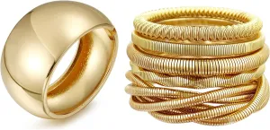 YBMYCM Chunky Gold Bangle Bracelets and 5PCS Gold Bangles Bracelets for Women