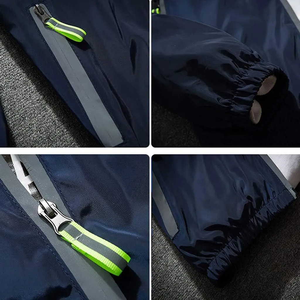 Ymosrh Men's Coats and Jackets Lightweight Windbreaker Casual Refleciton Zip Up Jackets with Hood Rain Jacket, M-7XL
