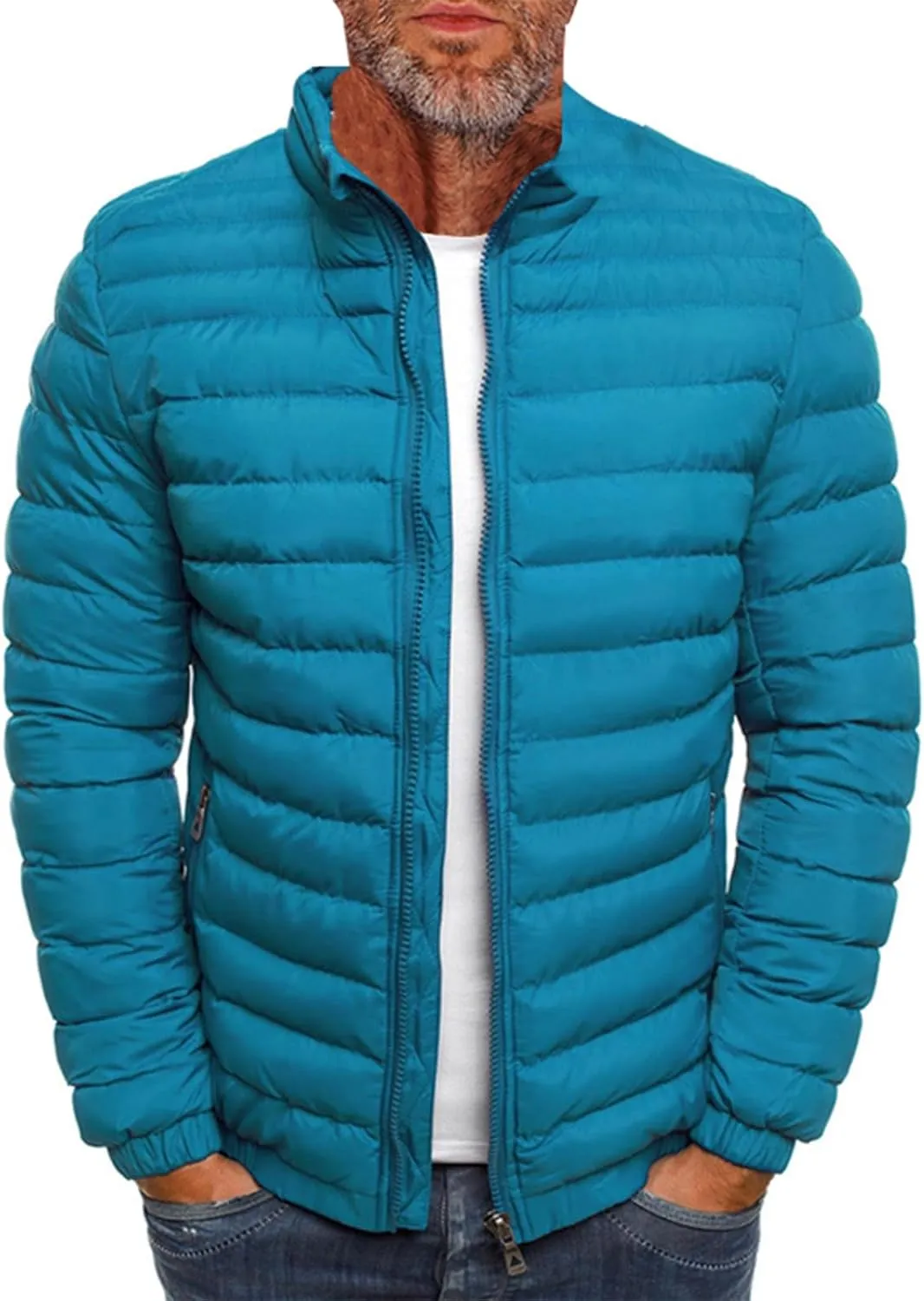 Ymosrh Men's Down Jacket Winter Lightweight Puffer Jacket Warm Insulated Windproof Quilted Coat Jacket, M-2XL