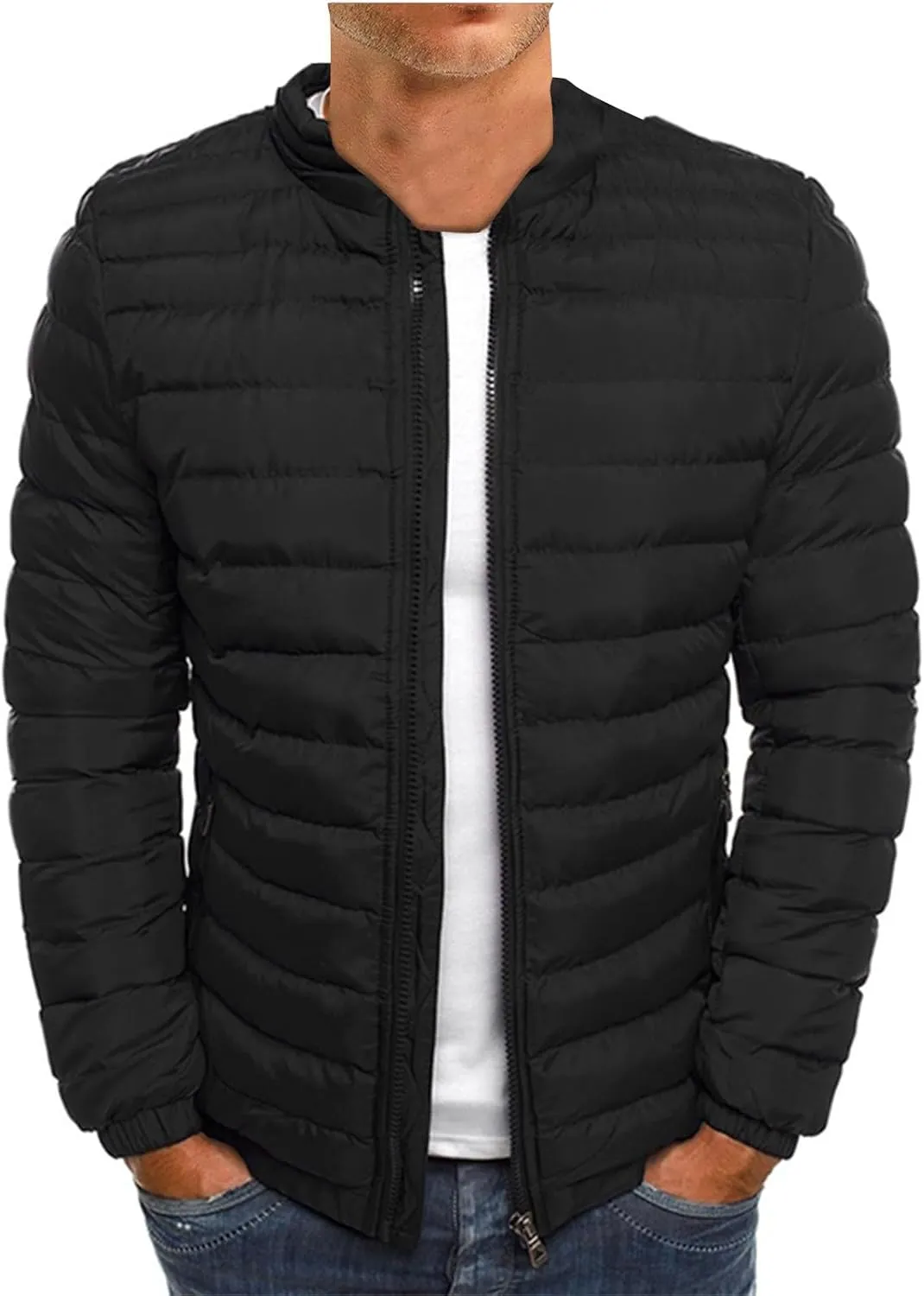 Ymosrh Men's Down Jacket Winter Lightweight Puffer Jacket Warm Insulated Windproof Quilted Coat Jacket, M-2XL