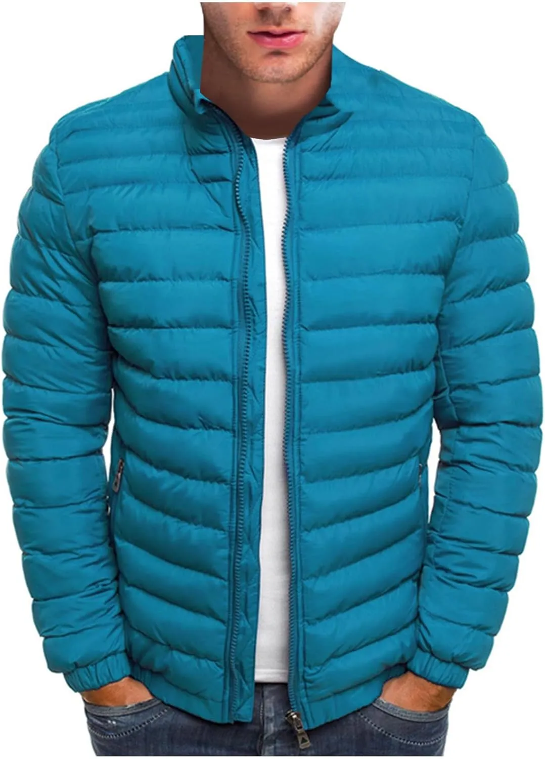 Ymosrh Men's Down Jacket Winter Lightweight Puffer Jacket Warm Insulated Windproof Quilted Coat Jacket, M-2XL