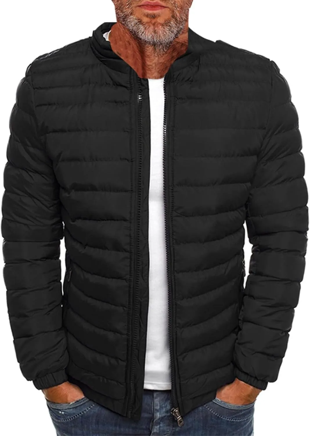 Ymosrh Men's Down Jacket Winter Lightweight Puffer Jacket Warm Insulated Windproof Quilted Coat Jacket, M-2XL
