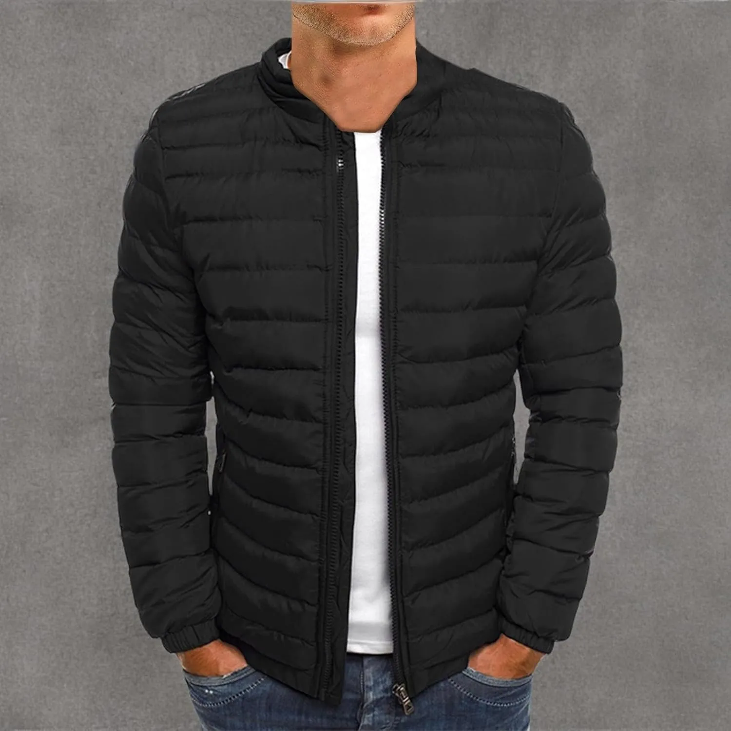 Ymosrh Men's Down Jacket Winter Lightweight Puffer Jacket Warm Insulated Windproof Quilted Coat Jacket, M-2XL